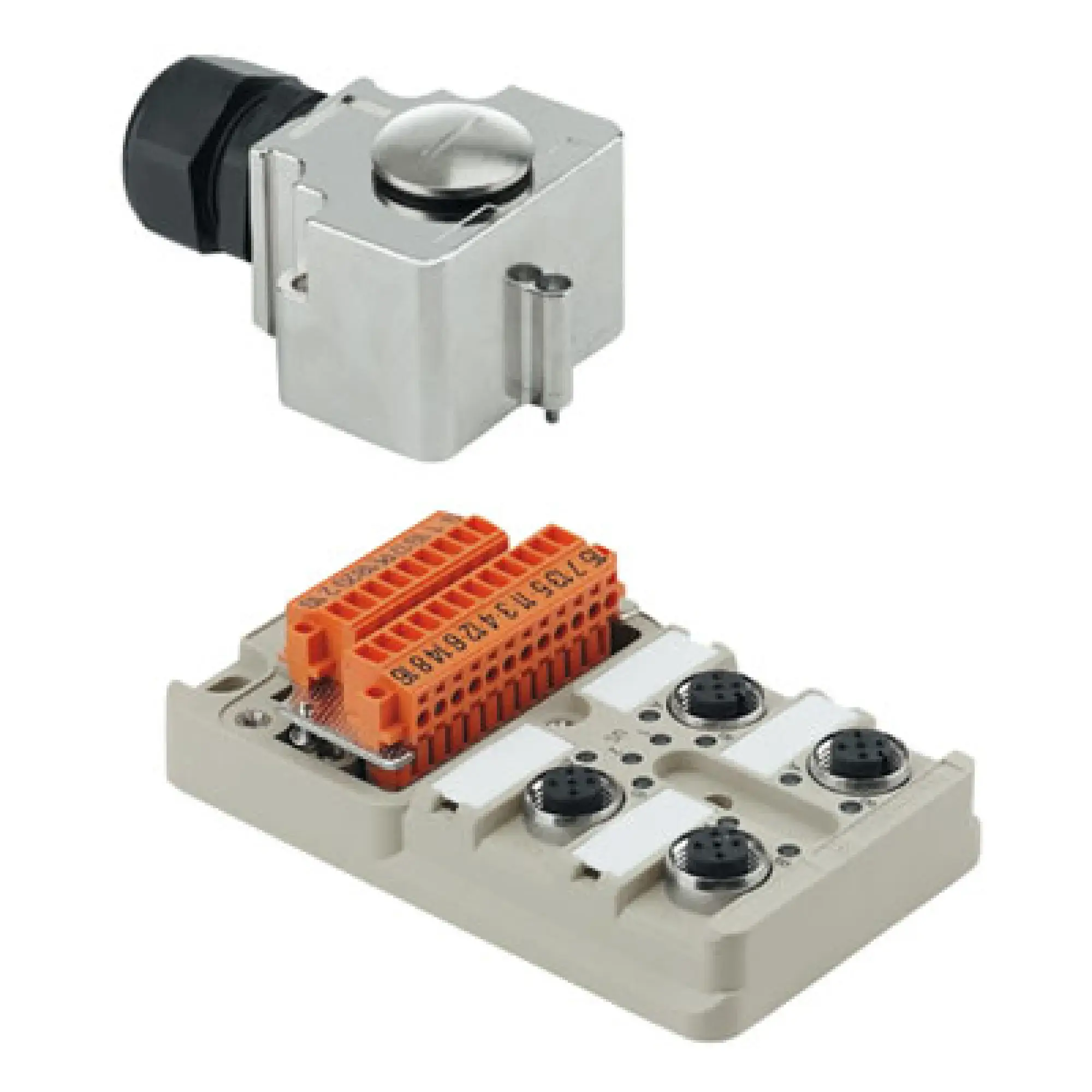 Weidmüller 1705923000 Sensor-actuator passive distributor (without cable), Hood version with M25 outlet, M12, 30 V, A-coded, LED: Yes, LED initiator: Yes, Wiring type: PNP (img_001)