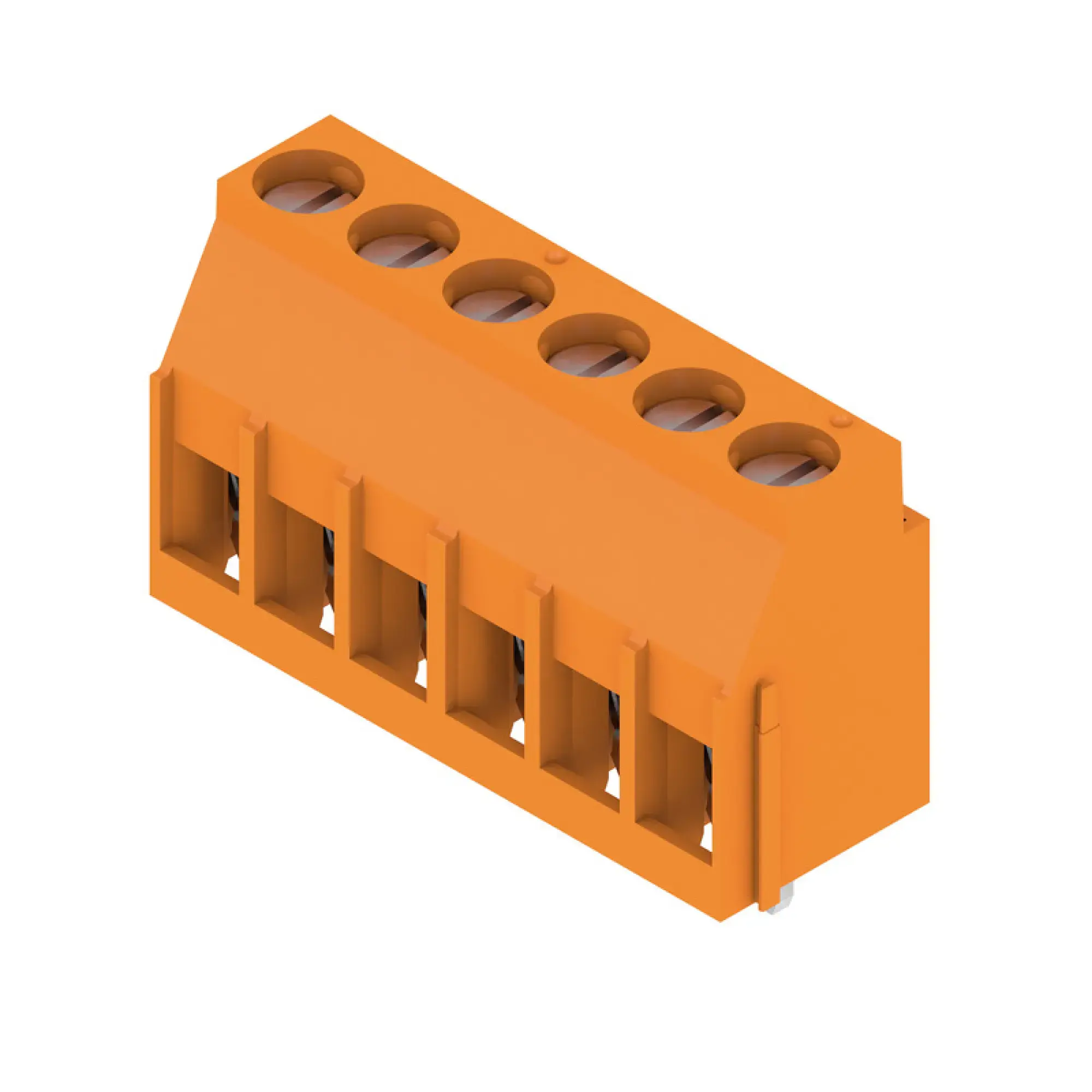 Weidmüller 1001740000 PCB terminal, 320 V, 32.5 A, Pitch in mm: 5.00, 6 mm², Number of poles: 6, Clamping yoke connection, THT solder connection, 90°, Box (img_001)