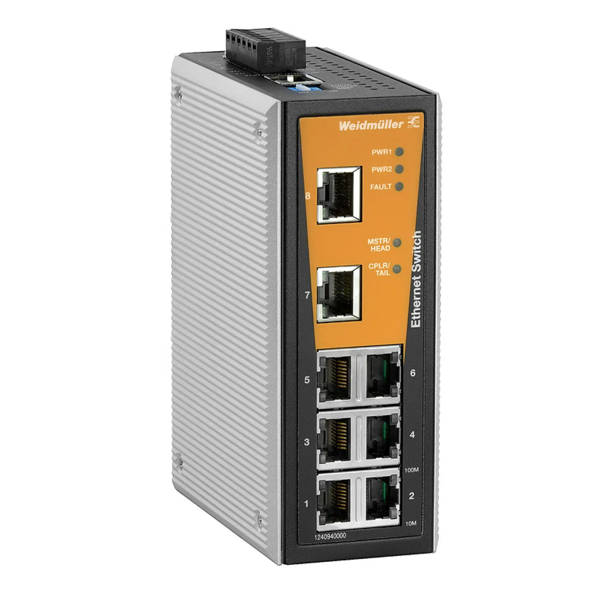 Weidmüller 1240940000 Network switch (managed), managed, Fast Ethernet, Number of ports: 8x RJ45, -40 °C...75 °C, IP30 (img_001)