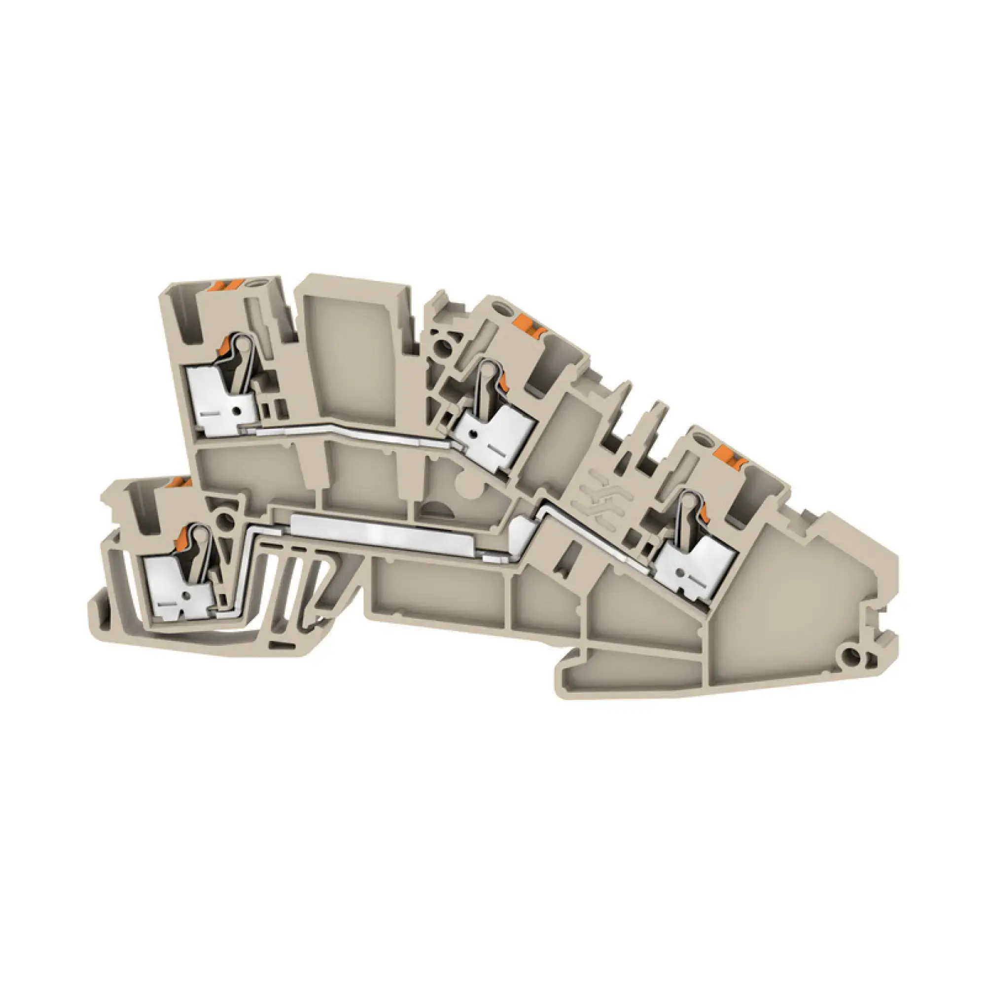 Weidmüller 2669000000 Multi level installation terminal block, PUSH IN, dark beige, 2.5 mm², 24 A, 400 V, Number of connections: 4, Number of levels: 2, TS 35, V-0, Wemid (img_001)