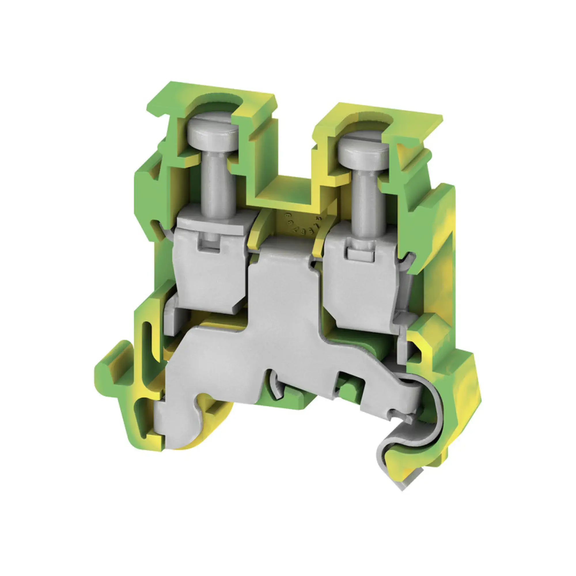 Weidmüller 1303360000 PE terminal, Screw connection, yellow, green, 2.5 mm², 250 V, Number of connections: 2, Number of levels: 1, TS 15, V-2, Wemid (img_001)