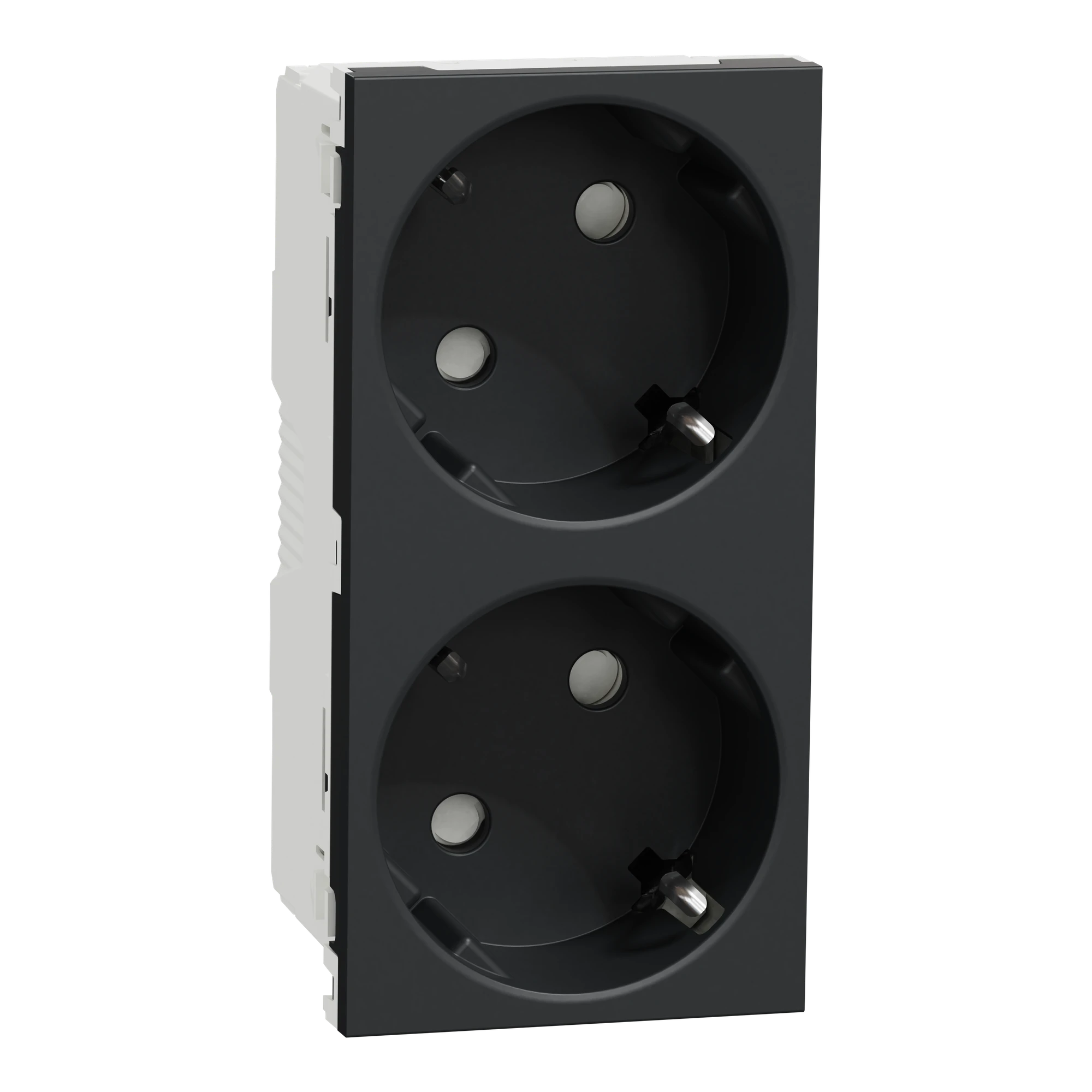 Schneider Electric NU306654 OL45/Unica Double Socket with Increased Touch Protection 250V/16A Terminal Clamp Anthracite (img_001)