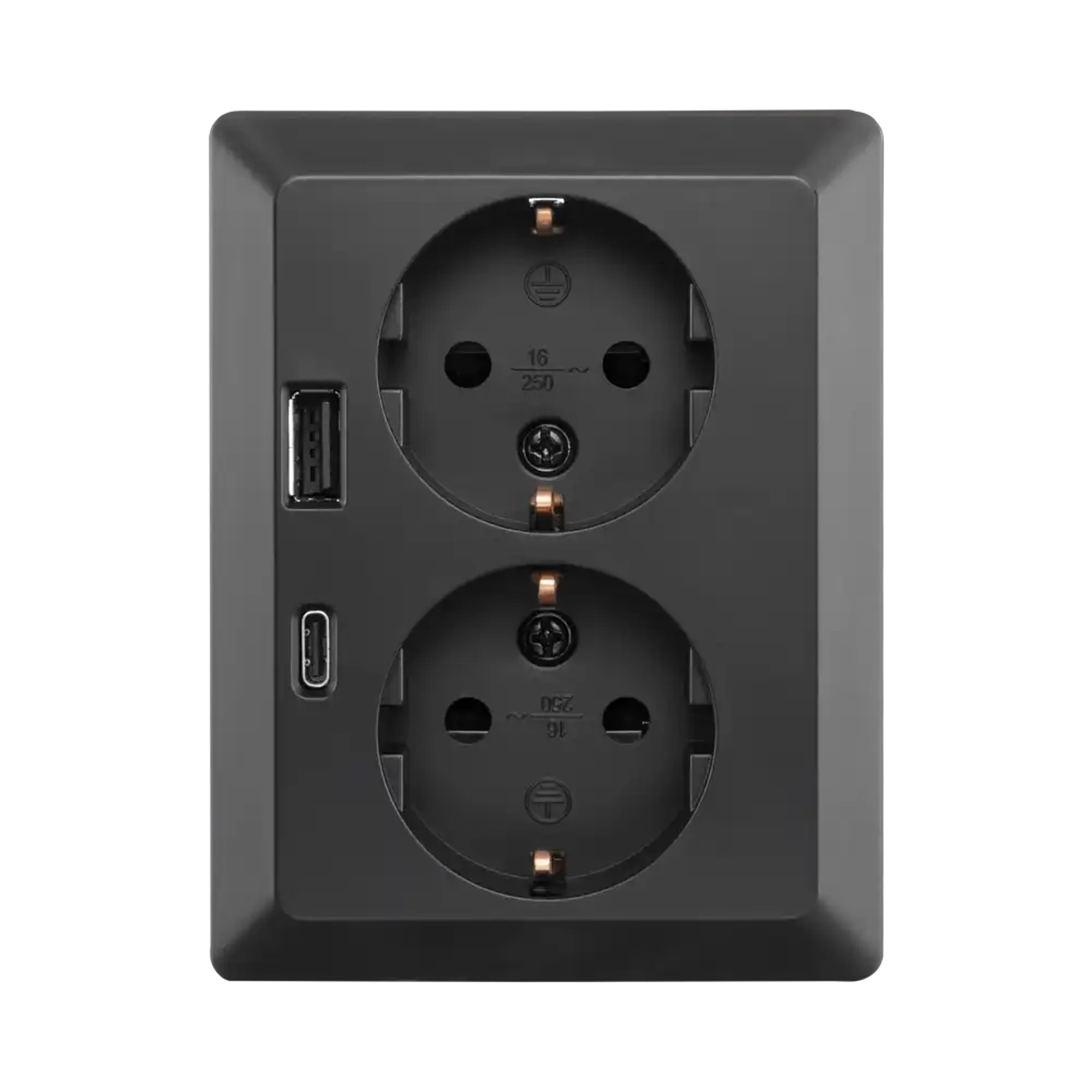 ION INDUSTRIES 10.300.616 Wall socket Half-Mounted 2-gang USB A + USB C Matt Black (img_001)