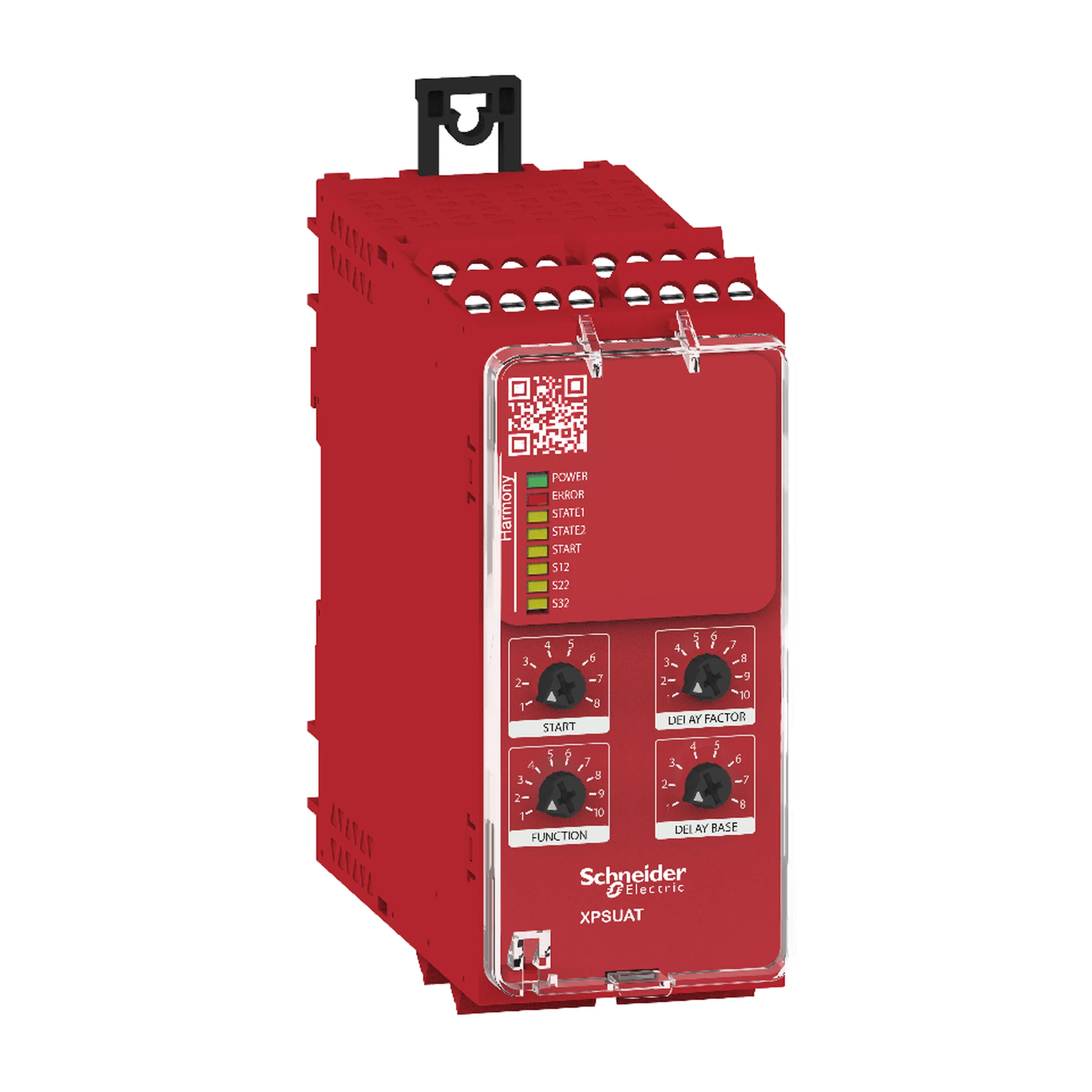 Schneider Electric XPSUAT33A3AP Safety relay, Harmony XPSU, 10Fkt, 1Circuit, PLe/Cat4/SIL3, 3NO+3NC 0.1-900s 1NC 1T, Diagnostics, 48-240VAC/DC, Screw (img_001)