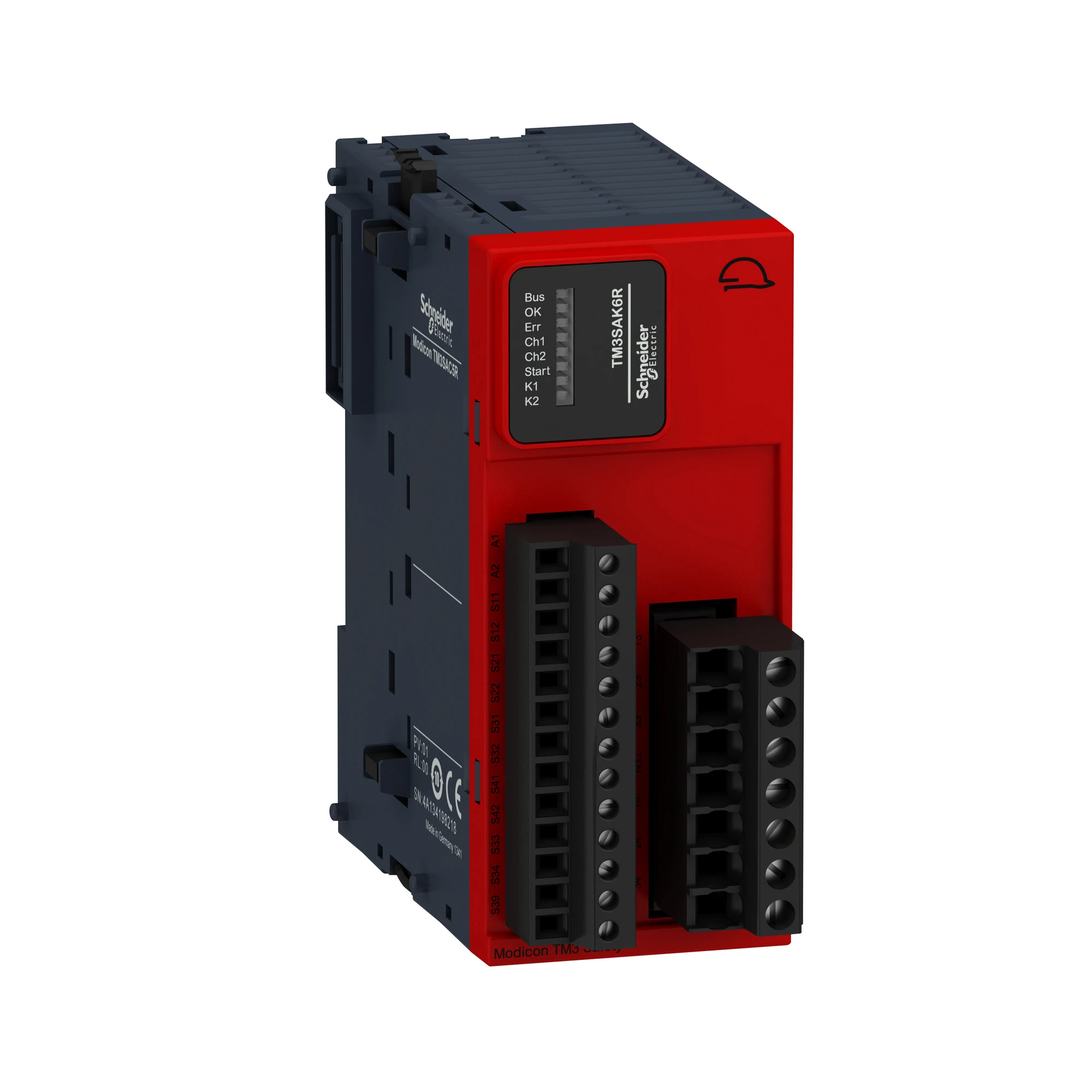 Schneider Electric TM3SAK6R Safety module, Modicon TM3, PLe / Cat4 / SIL3, 3 functions, 24 VDC, screw terminals (img_001)