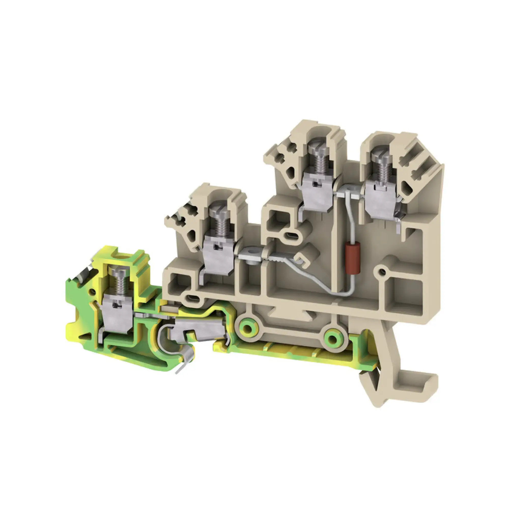 Weidmüller 1783590000 Initiator/actuator terminal, Screw connection, dark beige, 2.5 mm², 17.5 A, 250 V, Number of connections: 3, Number of levels: 3, TS 35, V-0, Wemid (img_001)