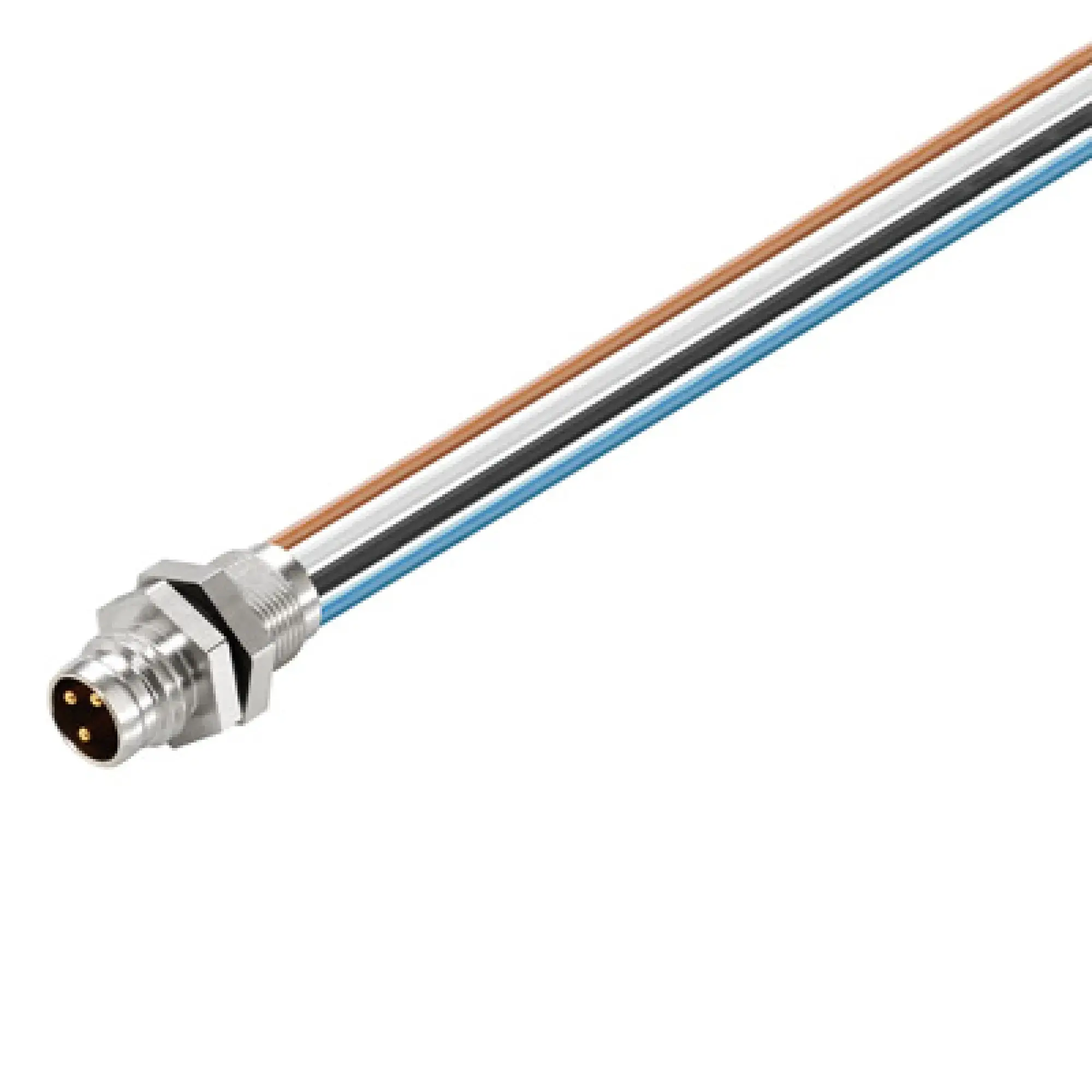 Weidmüller 1078720000 Round plug ,Built-in (with cable), Pin, M8 thread, Number of poles: 4, 0.5 m, Cable glands: M 8, 0.25 mm², PVC (img_001)