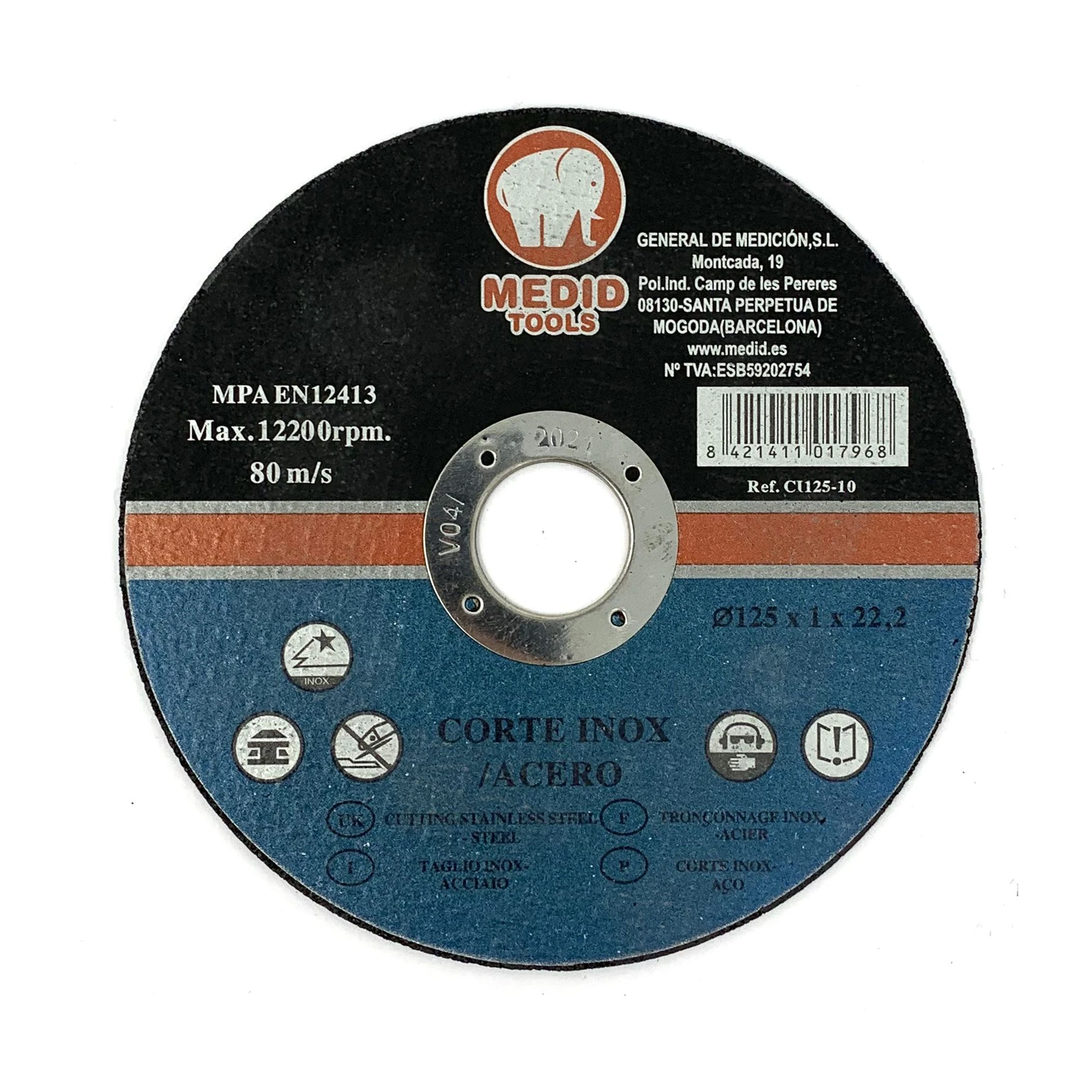 MEDID CI12510 Steel and stainless steel cutting discs for angle grinders diameter ext.125 mm- thickness 1 mm (img_001)