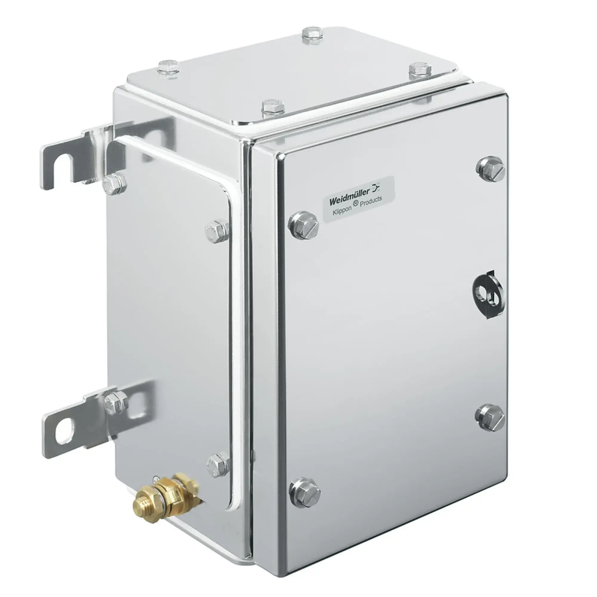 Weidmüller 1194580000 Ex metal housing, 152 x 229 x 133 mm, electropolished, Flange plate: Yes, Bottom, left, right, 4 hinges and M6 hex-head slotted screws SW10 (img_001)