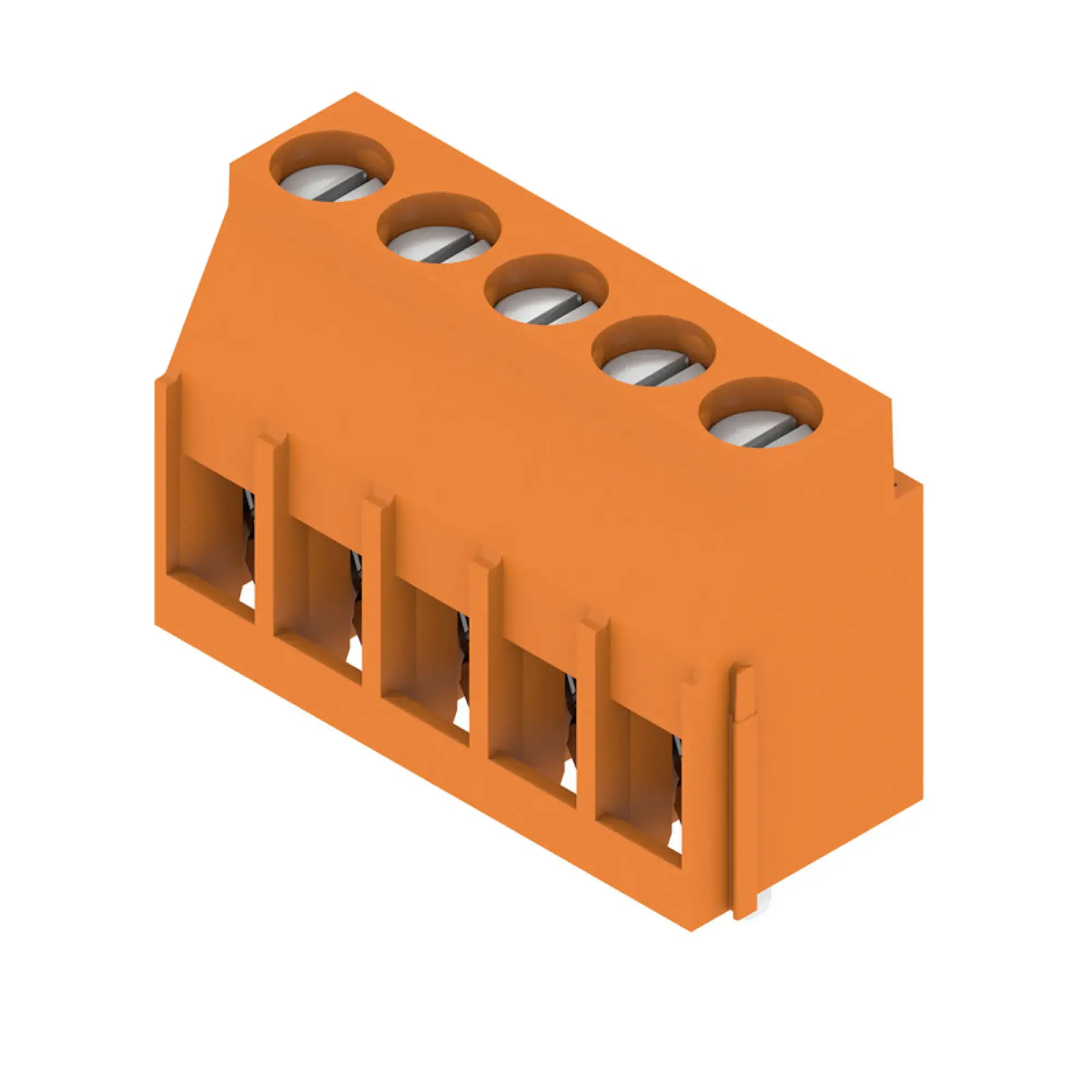 Weidmüller 1001860000 PCB terminal, 320 V, 32.5 A, Pitch in mm: 5.08, 6 mm², Number of poles: 5, Clamping yoke connection, THT solder connection, 90°, Box (img_001)