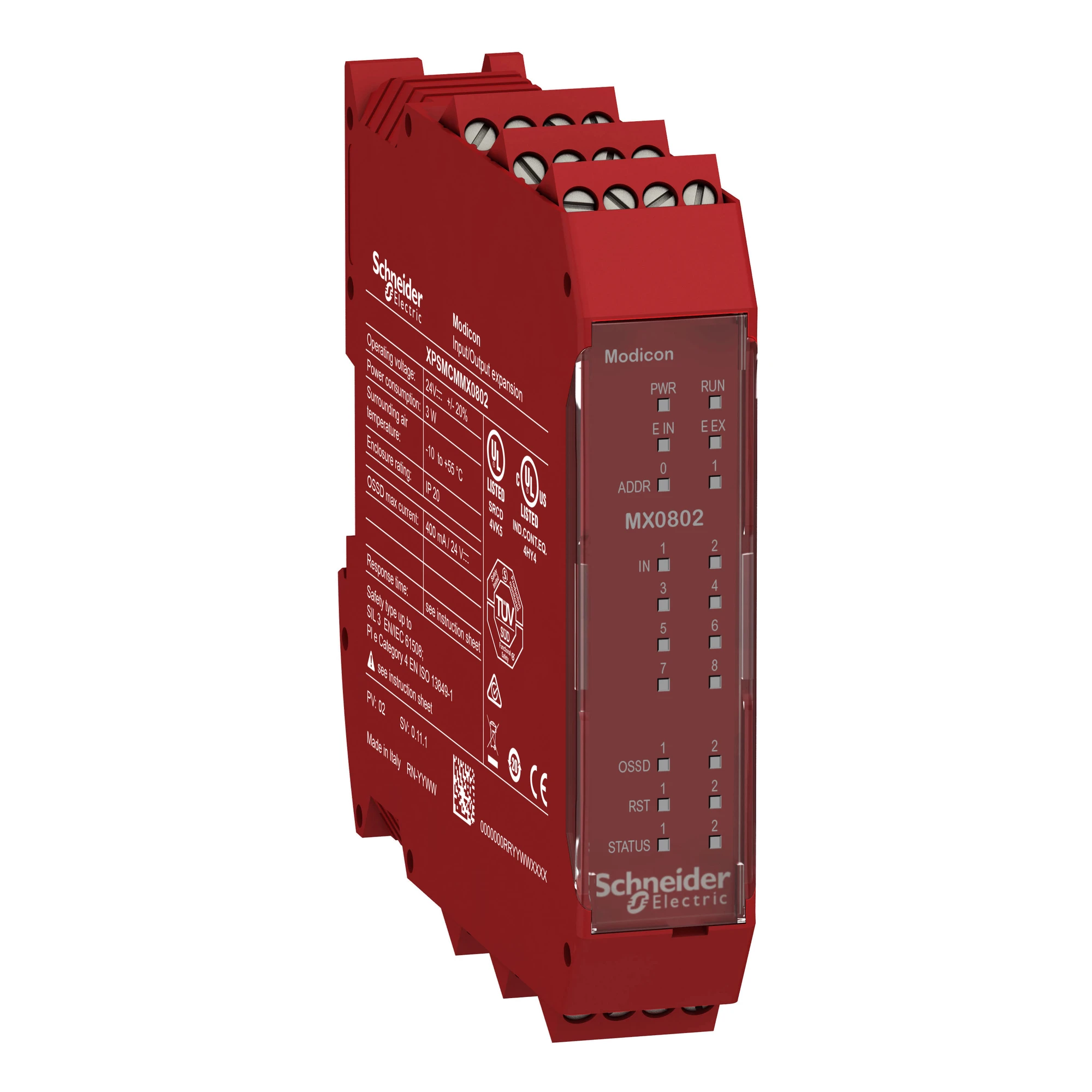 Schneider Electric XPSMCMMX0802 Mixed Extension Module Modicon XPSMCM, 8 Safe Inputs, 2x2A (Safe OSSD Pair), Screw Terminals (img_001)