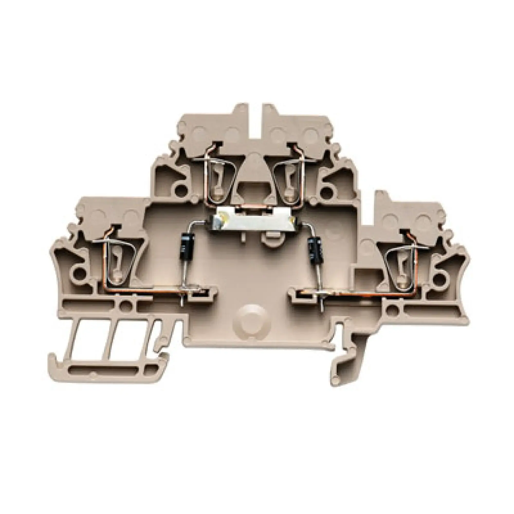 Weidmüller 1690050000 Component terminal block, Tension-clamp connection, dark beige, 2.5 mm², 500 V, 500 V, Number of connections: 4, Number of levels: 2, TS 35, V-0, Wemi (img_001)
