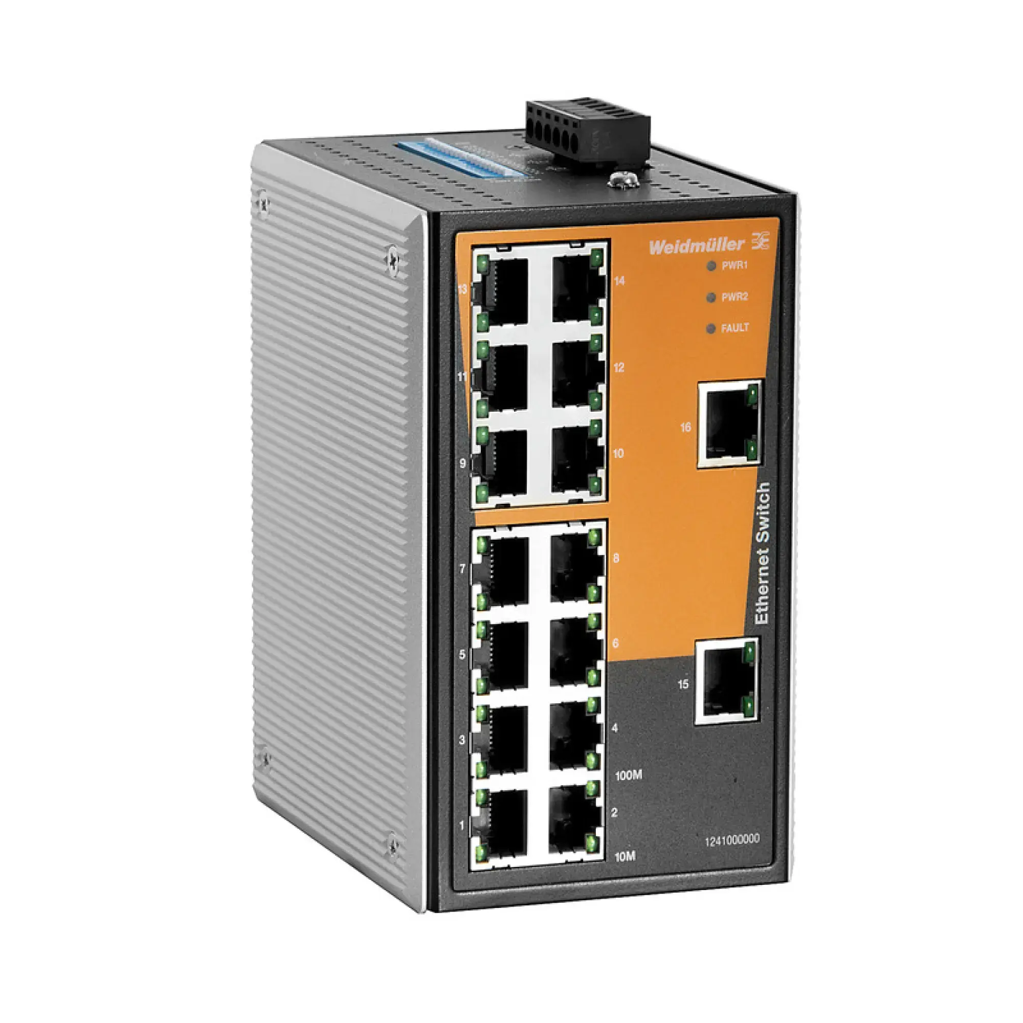 Weidmüller 1286590000 Network switch (unmanaged), unmanaged, Fast Ethernet, Number of ports: 16x RJ45, -40 °C...75 °C, IP30 (img_001)