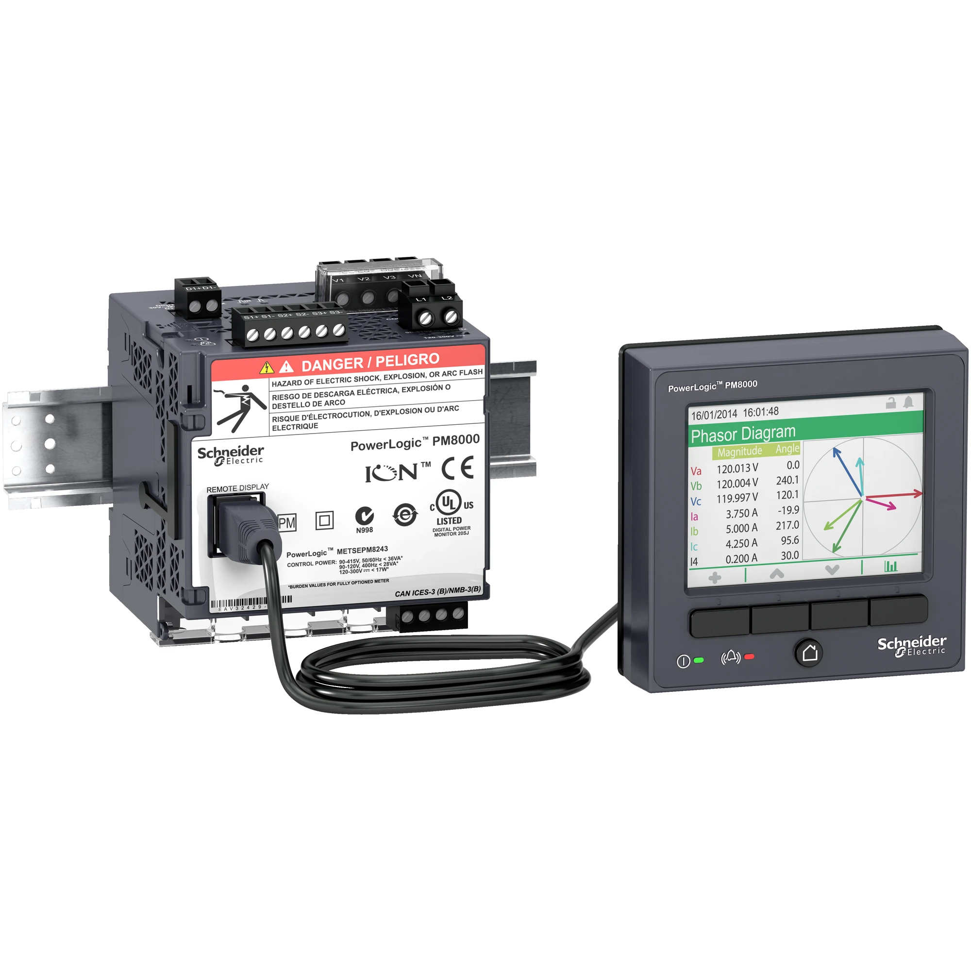 Schneider Electric METSEPM8214 Network Analyzer PM8000 for DIN rail, including remote display in front panel, 24VDC (img_002)