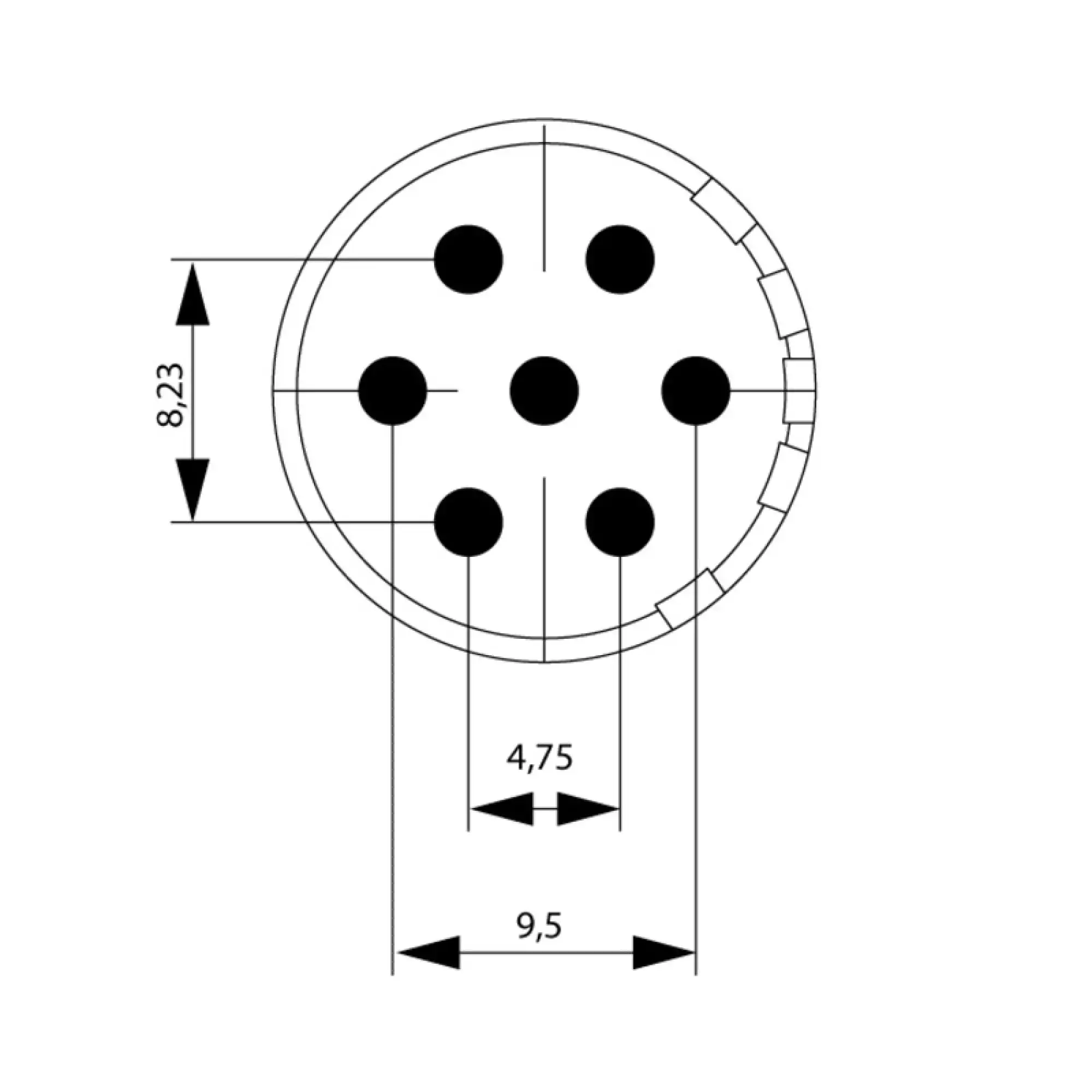 Weidmüller 1224070000 contact insert (circular connector), Solder pin, Solder cup, Solder cups, M23, Number of poles: 7, Coding: none (img_001)