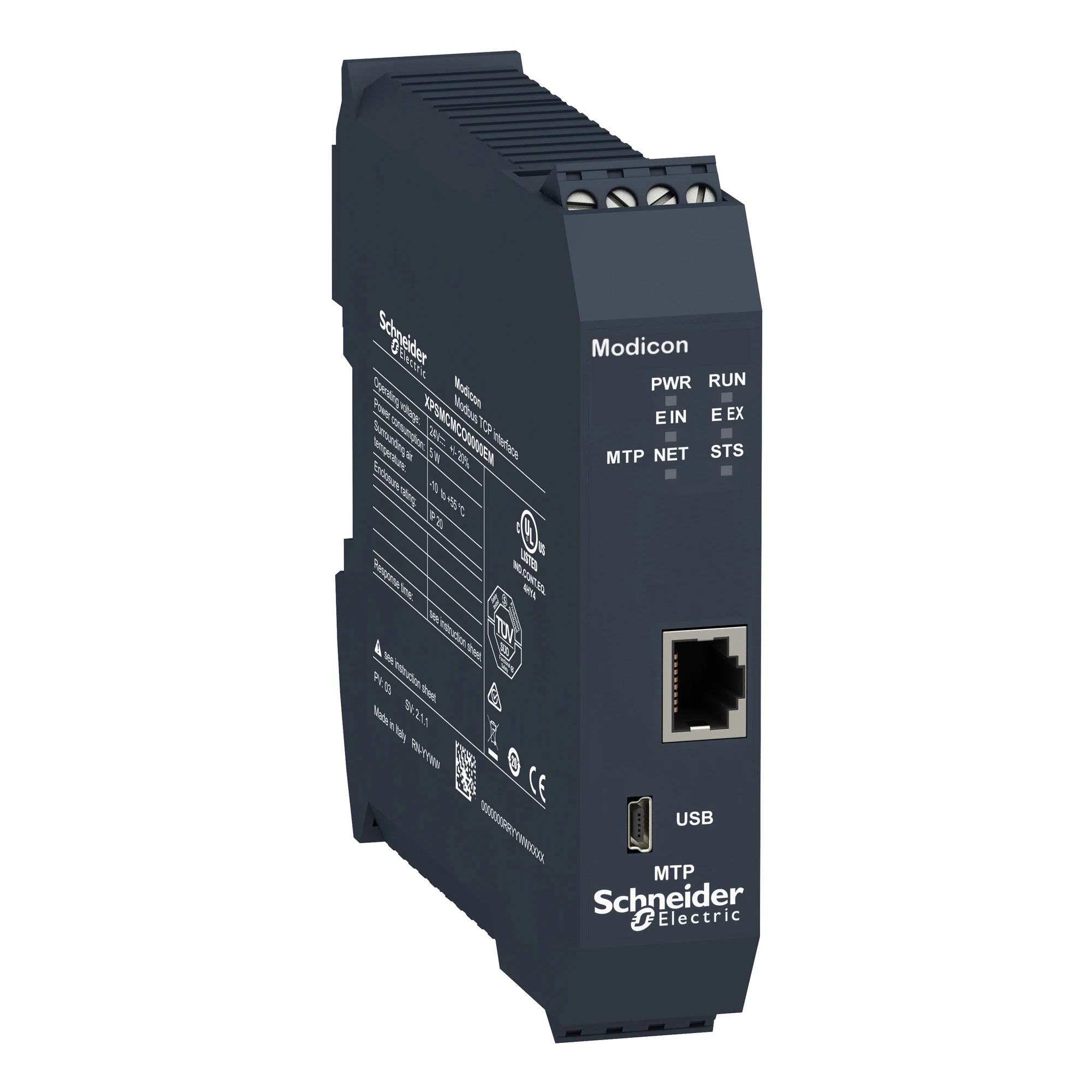 Schneider Electric XPSMCMCO0000EM Fieldbus module Modbus TCP, 1x RJ45, Modicon Safety Controller XPSMCM, screw terminals (img_001)
