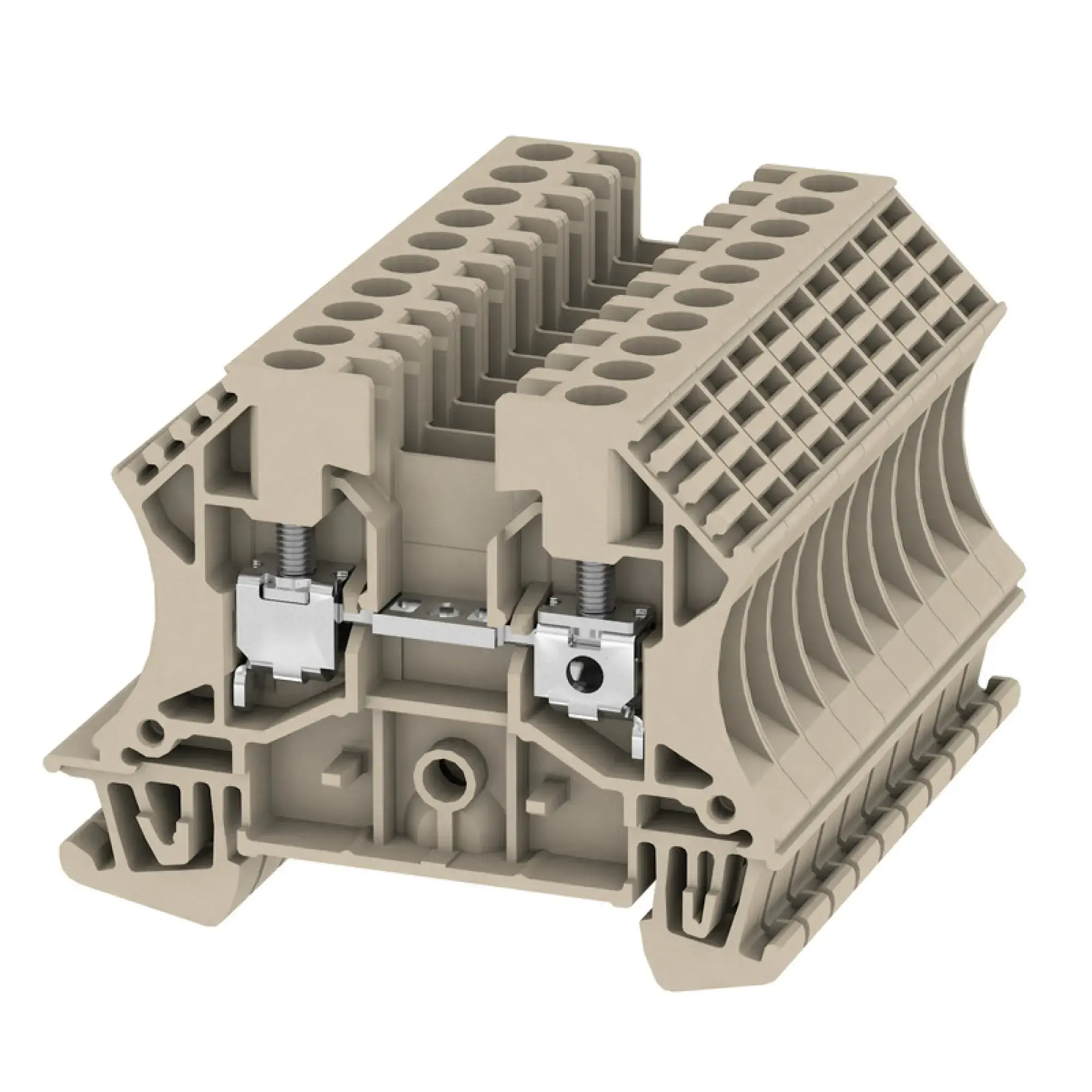 Weidmüller 1021000000 Single- and multi-pole terminal strip, Screw connection, dark beige, 4 mm², 32 A, 800 V, Number of connections: 2, Number of levels: 1, V-0, Wemid (img_001)