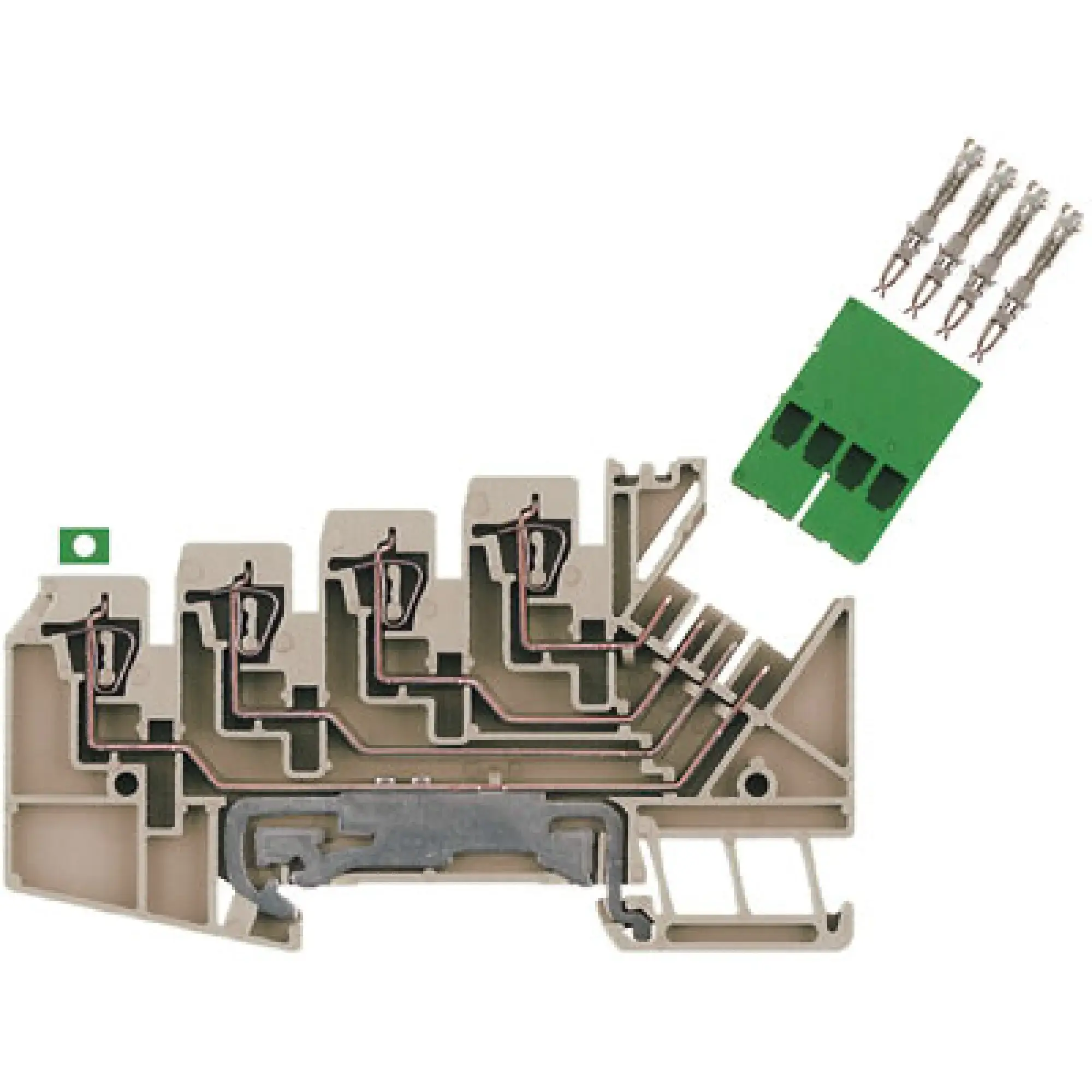 Weidmüller 1698171001 Multi-tier PE terminal, Tension-clamp connection, dark beige, 1.5 mm², Number of connections: 8, Number of levels: 4, TS 35, V-0, Wemid (img_001)