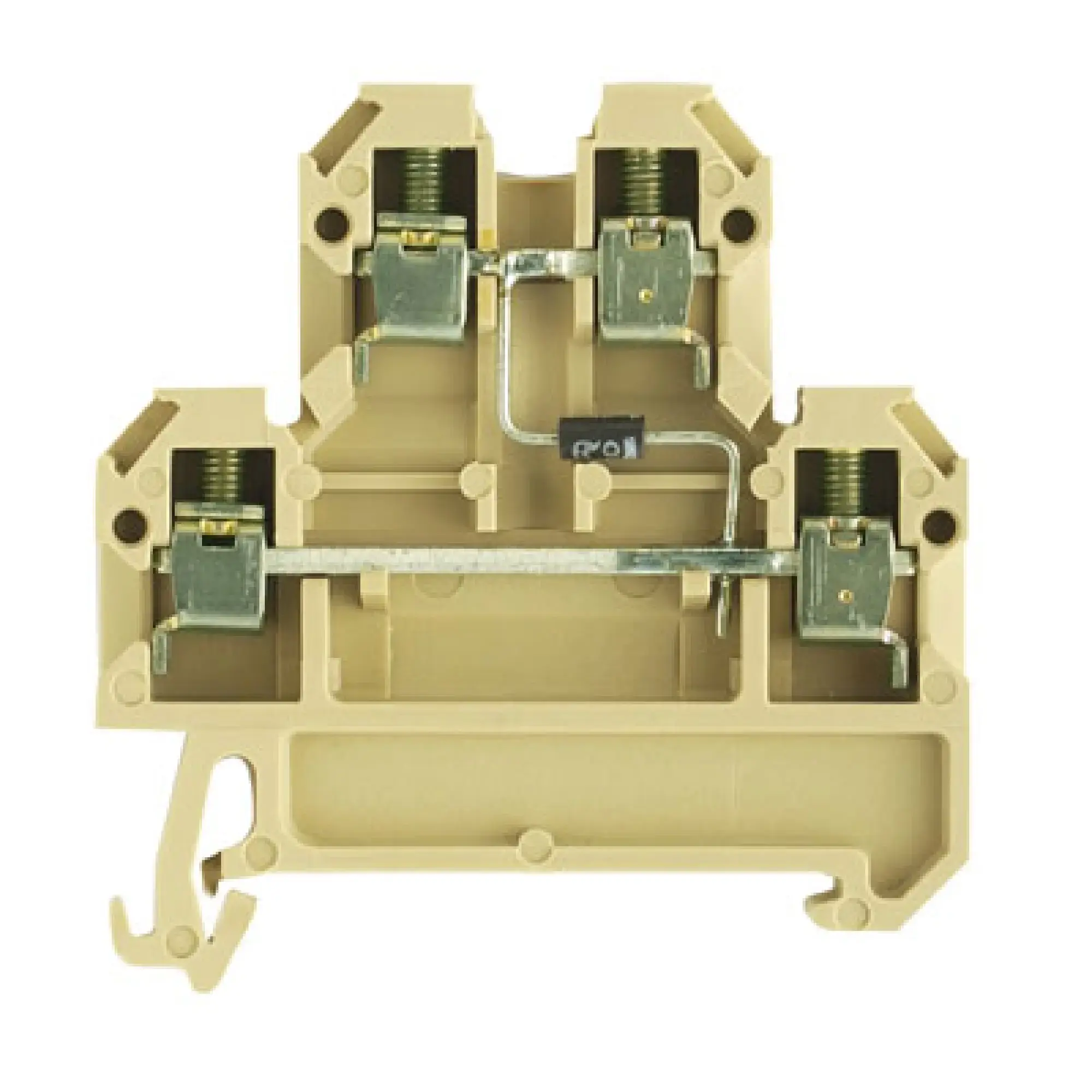 Weidmüller 0538860000 Component terminal block, Screw connection, beige / yellow, 4 mm², 380 V, 380 V, Number of connections: 4, Number of levels: 2, TS 35, V-2, PA 66 (img_001)