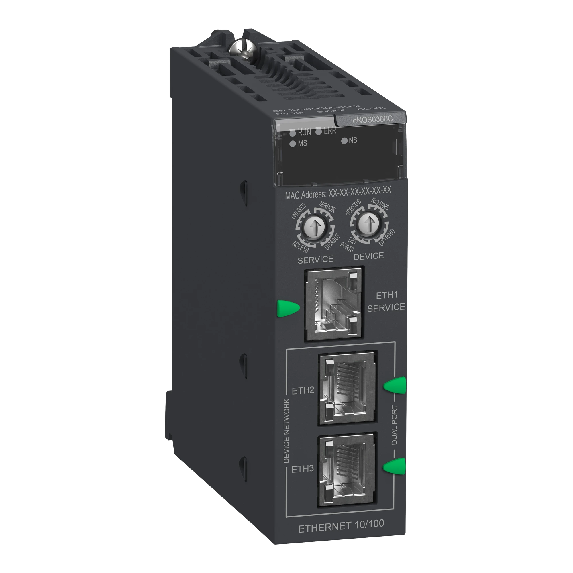 Schneider Electric BMENOS0300C Modicon M580 and X80 Ethernet Switch, for Ethernet module carrier, conformal coating (img_001)