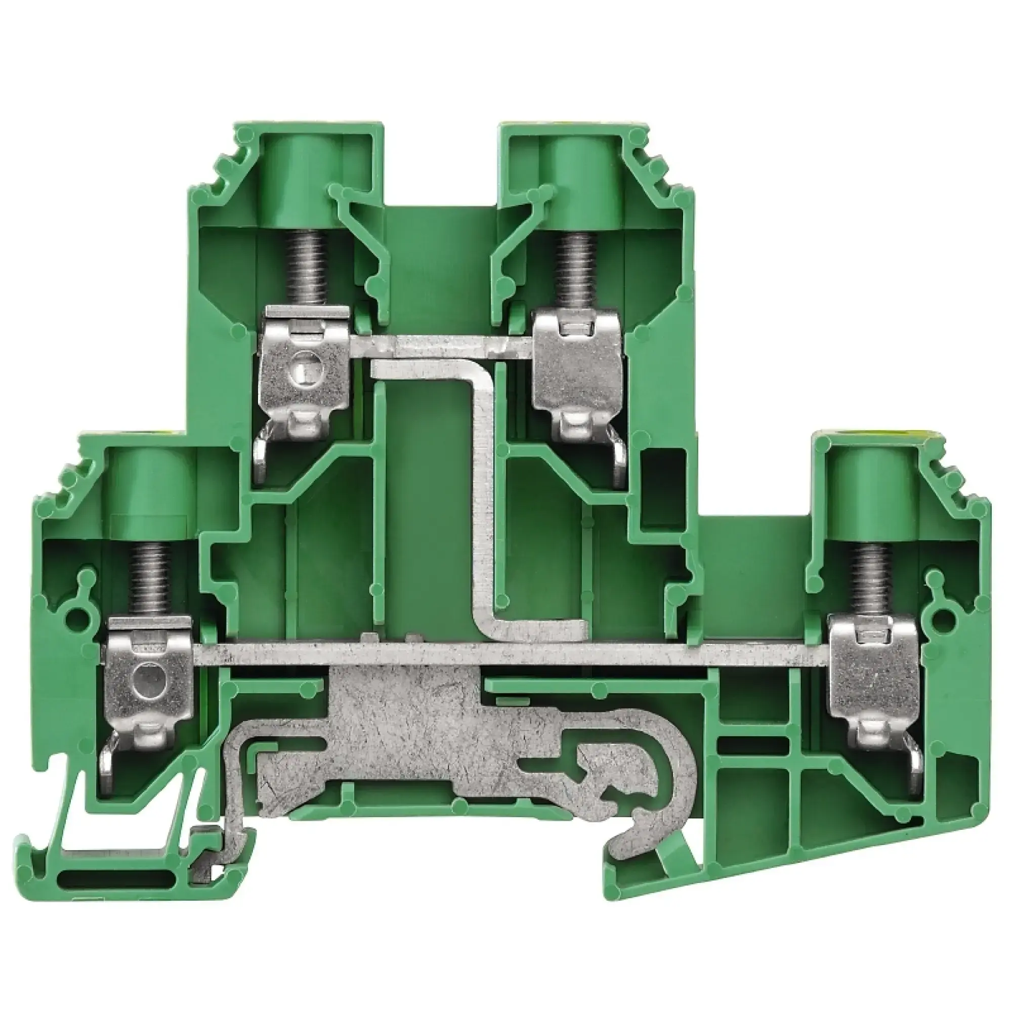 Weidmüller 1415470000 PE terminal, Screw connection, Green/yellow, 10 mm², 800 V, Number of connections: 4, Number of levels: 2, TS 35, V-0, Wemid (img_001)