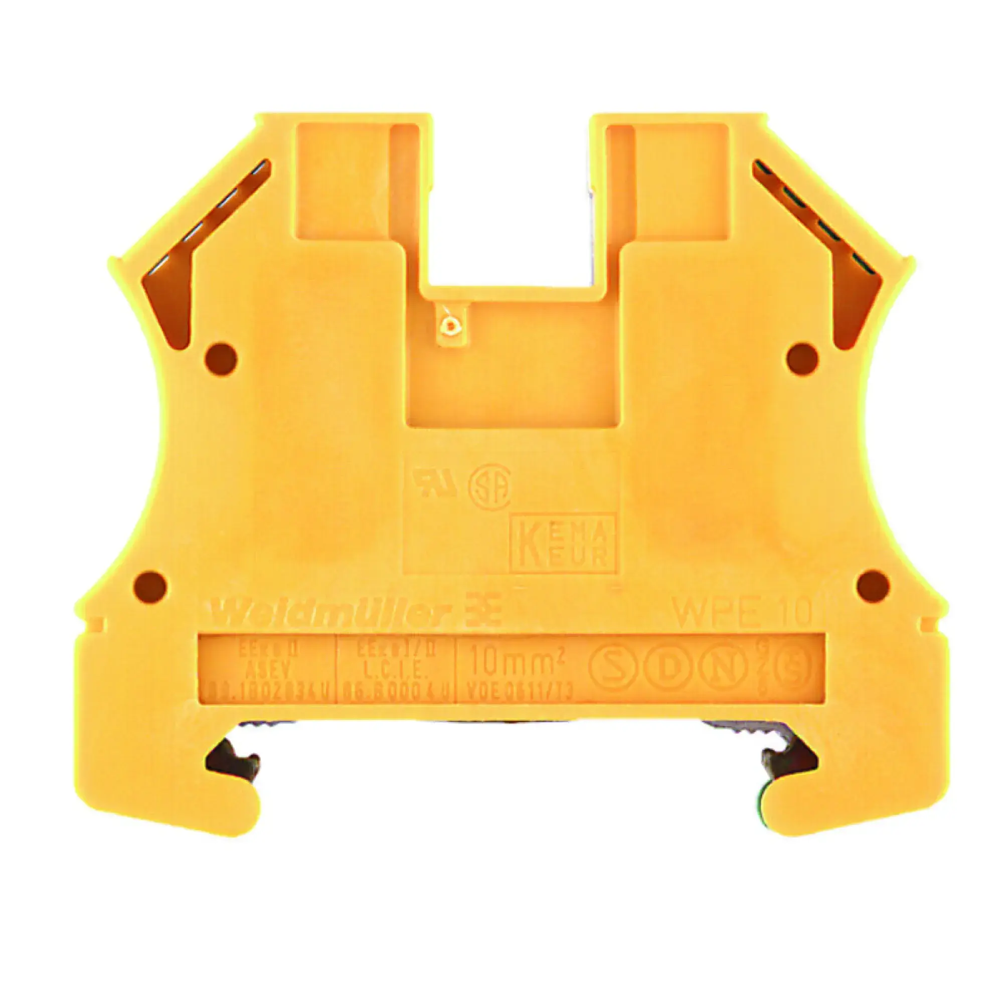 Weidmüller 1010300000 PE terminal, Screw connection, Green/yellow, 10 mm², 800 V, Number of connections: 2, Number of levels: 1, TS 35, V-0, Wemid (img_001)
