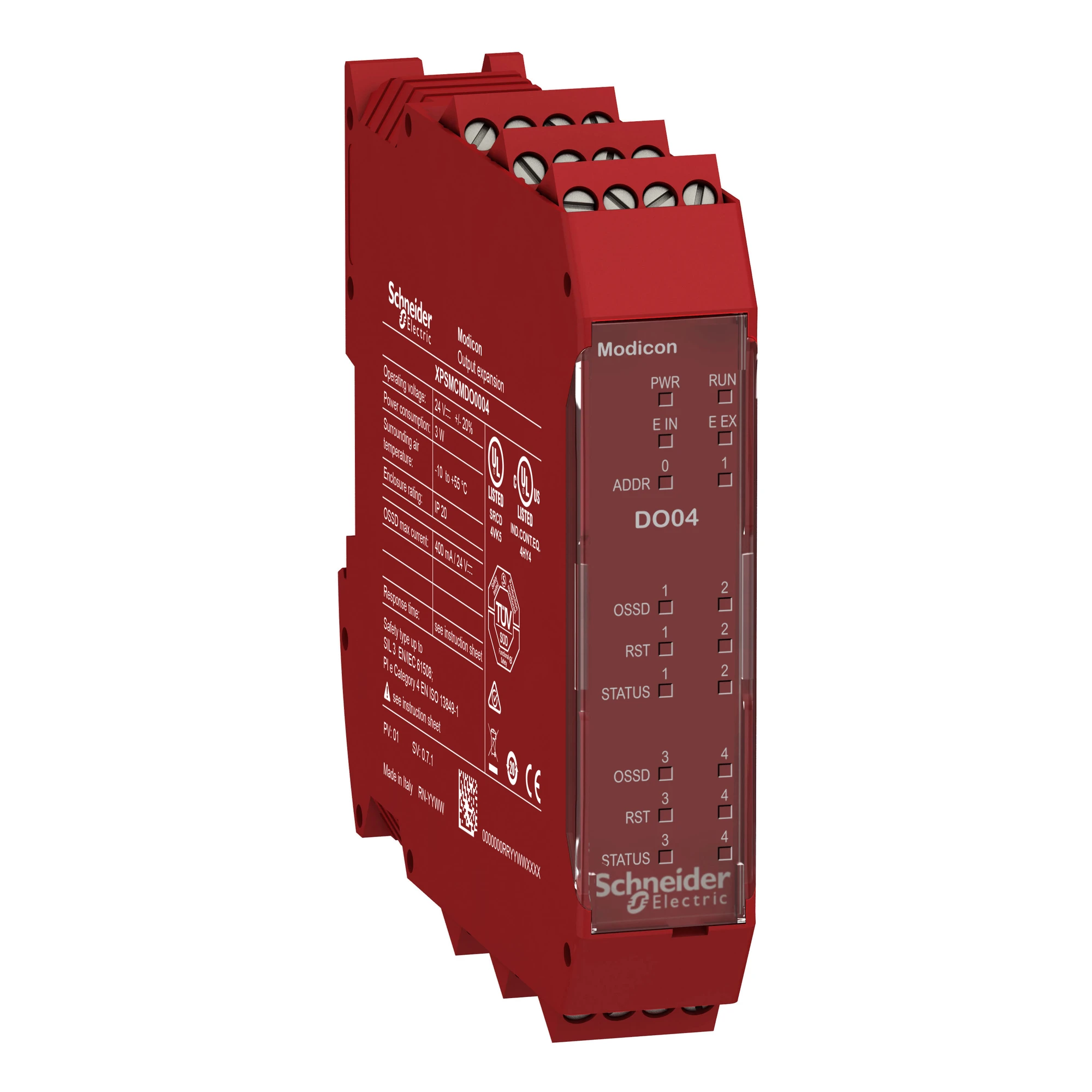 Schneider Electric XPSMCMDO0004 Output Expansion Module Modicon XPSMCM, 4x 2A, Safe OSSD Output Pairs, Screw Terminals (img_001)