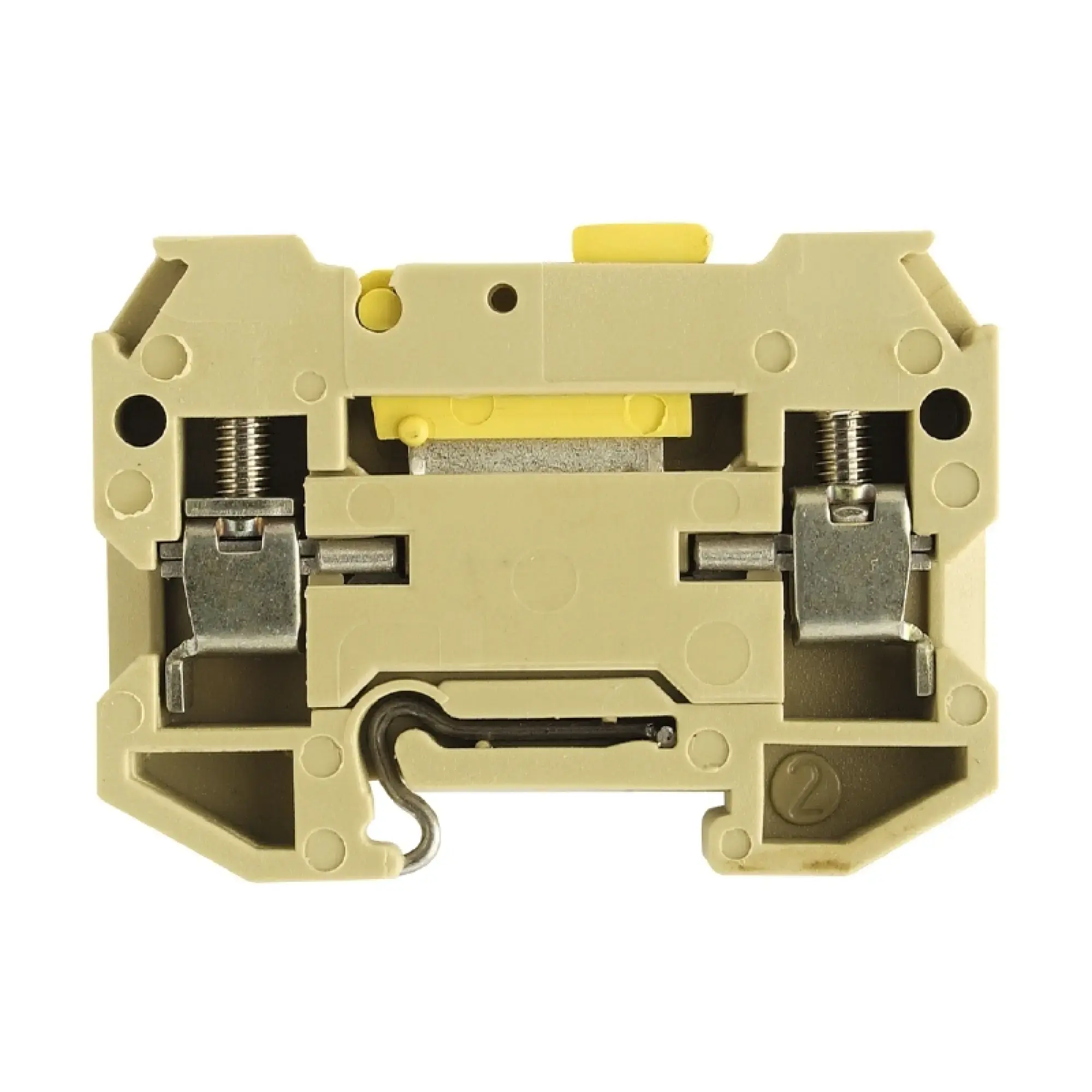 Weidmüller 0412860000 Test-disconnect terminal, Screw connection, beige / yellow, 4 mm², 10 A, 400 V, Number of connections: 2, Number of levels: 1 (img_001)