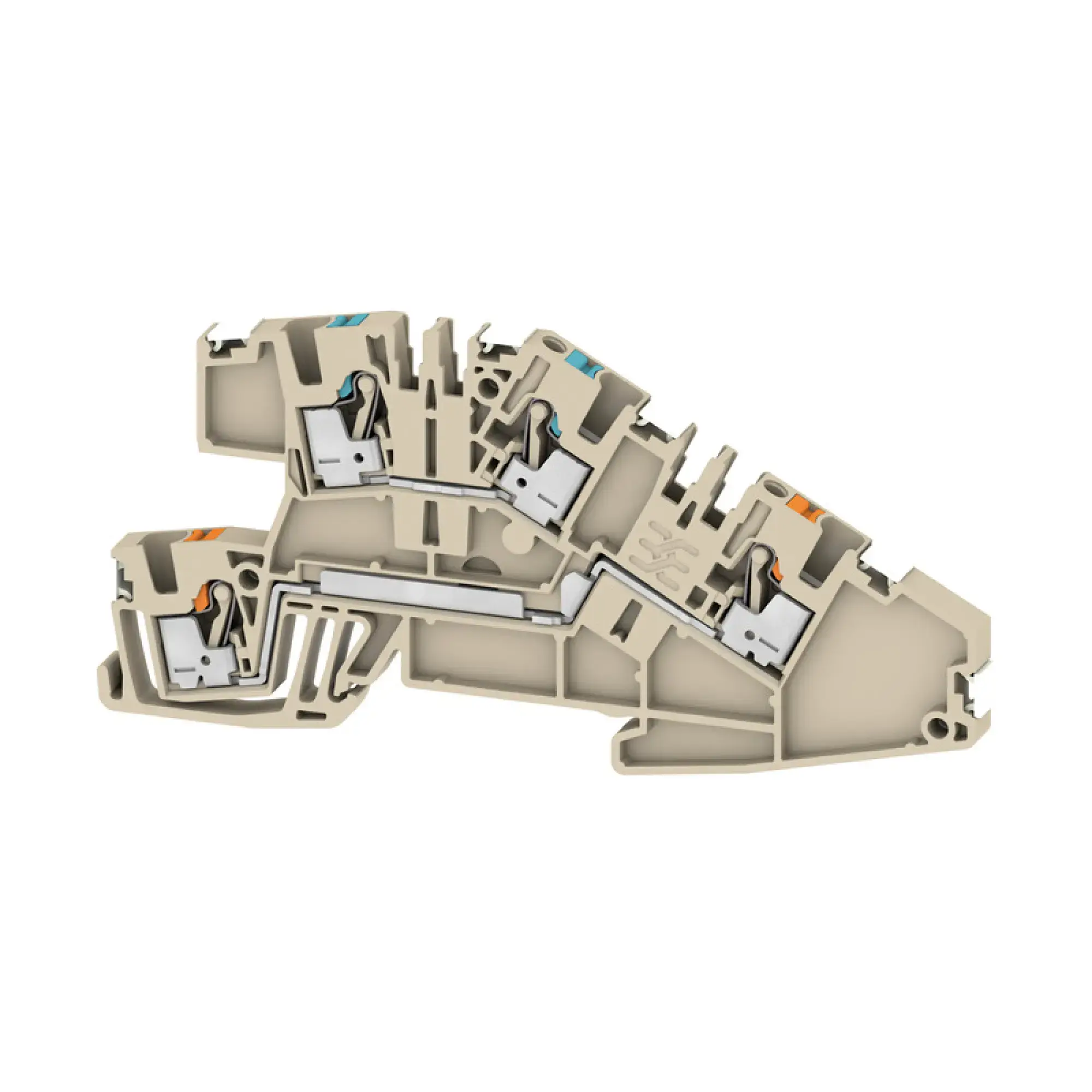 Weidmüller 2782590000 Multi level installation terminal block, PUSH IN, dark beige, 2.5 mm², 24 A, 400 V, Number of connections: 4, Number of levels: 2, TS 35, V-0, Wemid (img_001)
