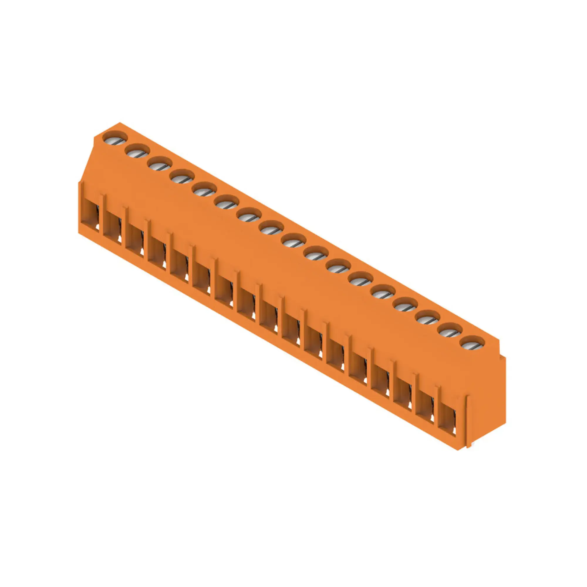 Weidmüller 1001980000 PCB terminal, 320 V, 32.5 A, Pitch in mm: 5.08, 6 mm², Number of poles: 17, Clamping yoke connection, THT solder connection, 90°, Box (img_001)