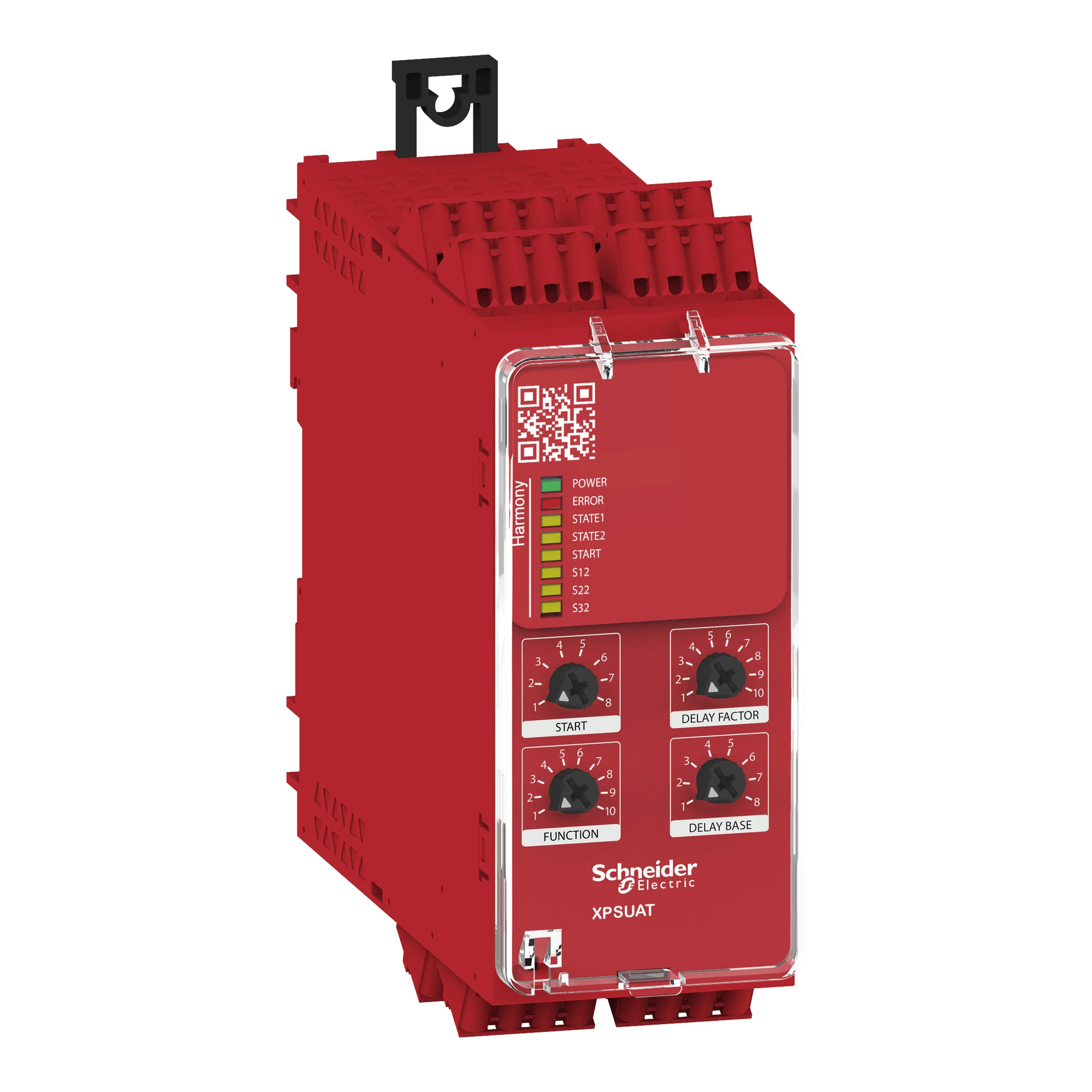Schneider Electric XPSUAT13A3AC Safety relay, Harmony XPSU, 10 Features, Single channel, PLe/Cat4/SIL3, 3NC+3NO 0.1-900s 1NC 1T, Diagnostics, 24VAC/DC, Spring cage (img_001)