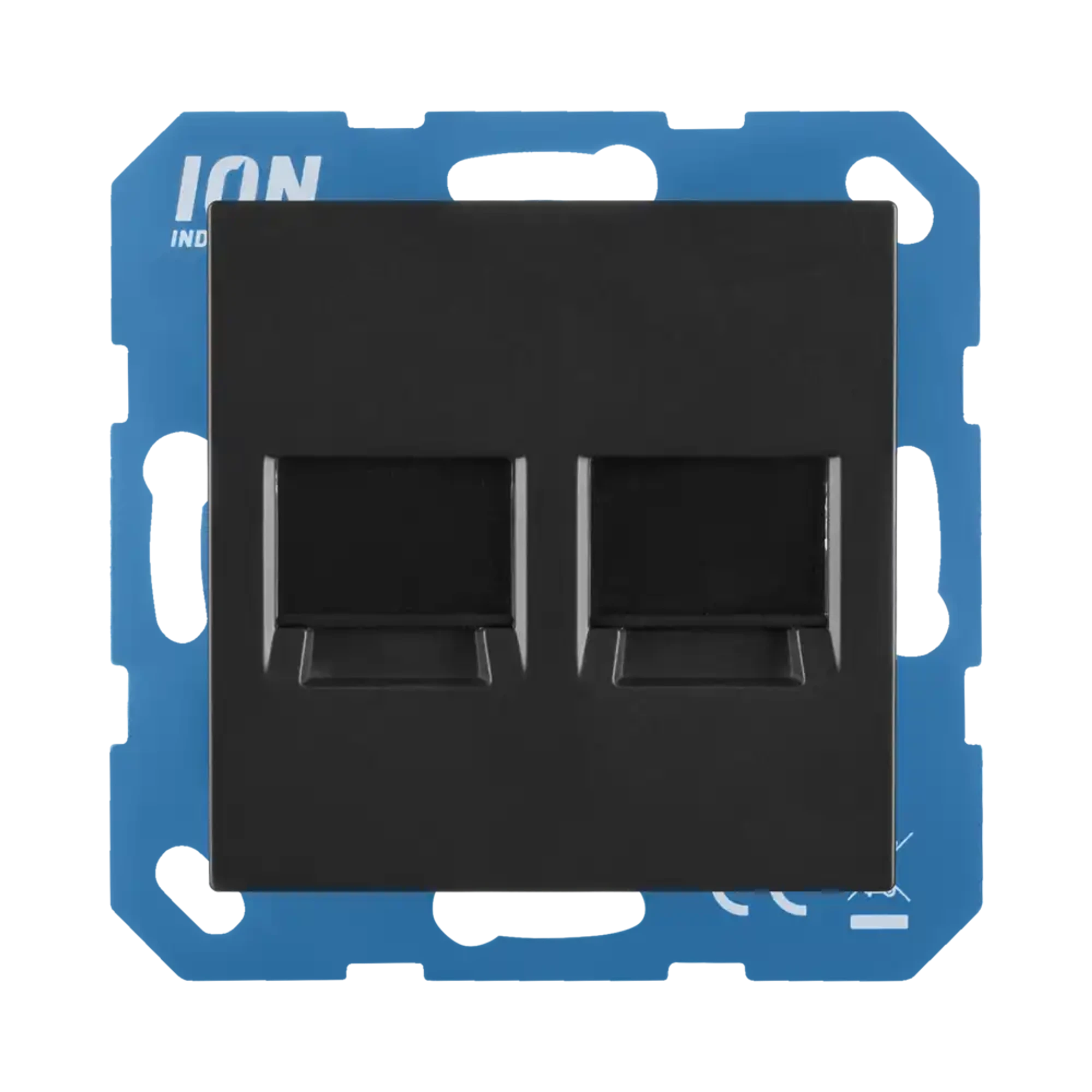 ION INDUSTRIES 13.300.016 Modular Jack 2-gang with Central Plate V1/J1 Matt Black (img_001)
