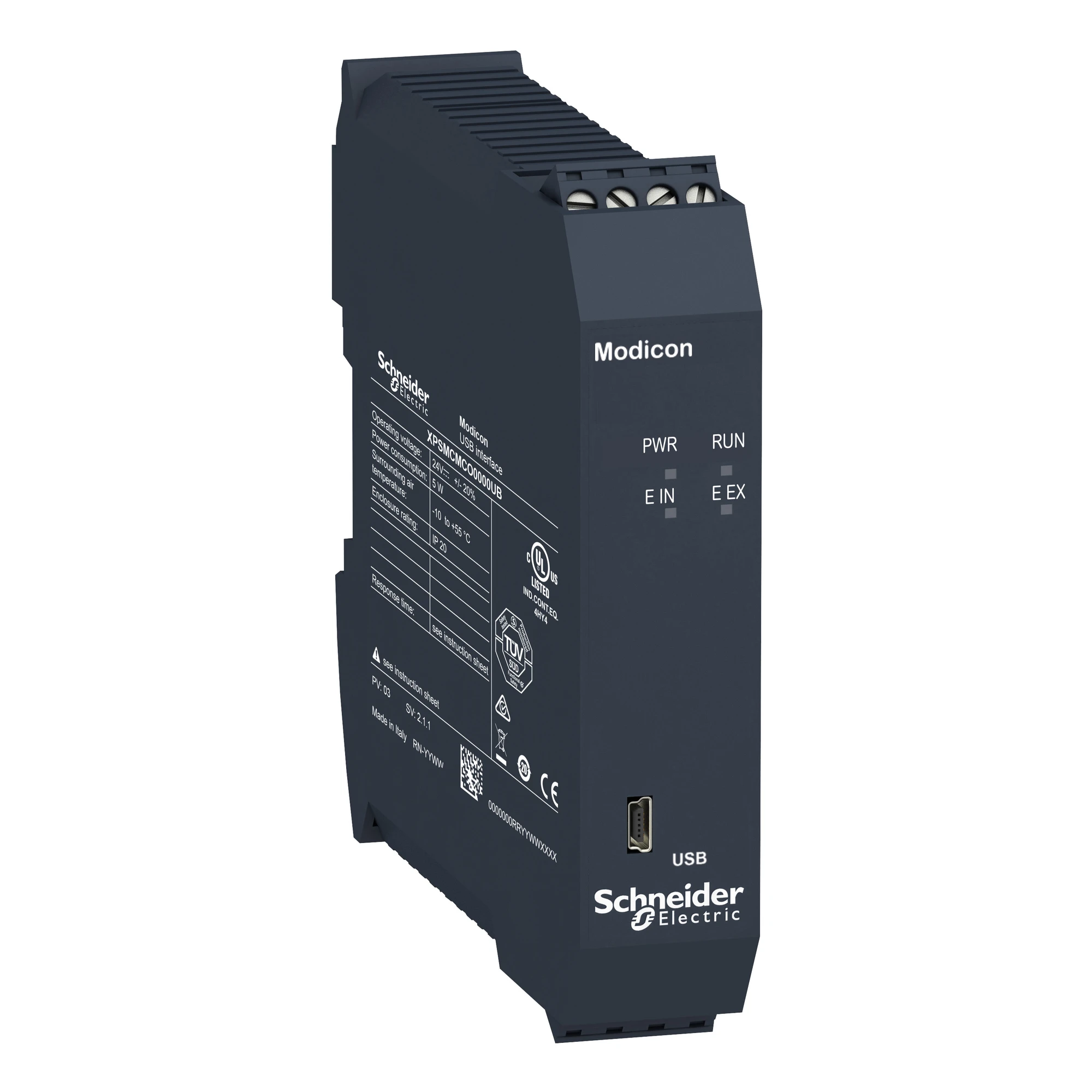 Schneider Electric XPSMCMCO0000UB Bus Module USB for Modicon Safety Controller XPSMCM, Mini-USB, Screw Terminals (img_001)