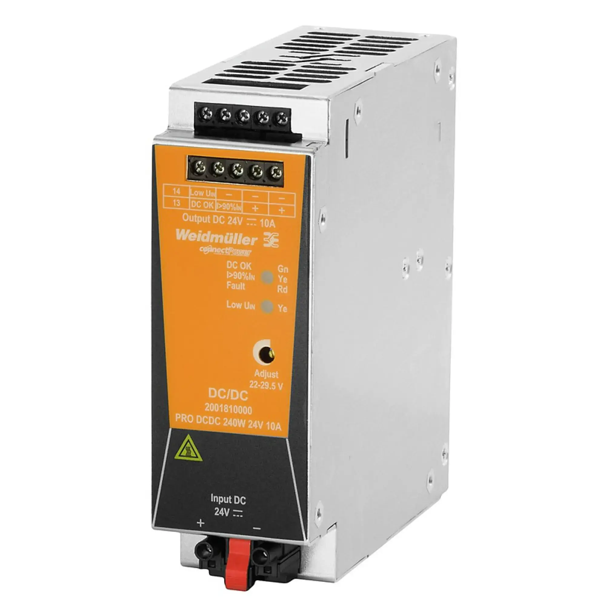 Weidmüller 2001810000 DC/DC converter, DC/DC converter, 24 V DC, 24 V DC ± 1 %, 240 W, Typ.: 92 % (img_001)