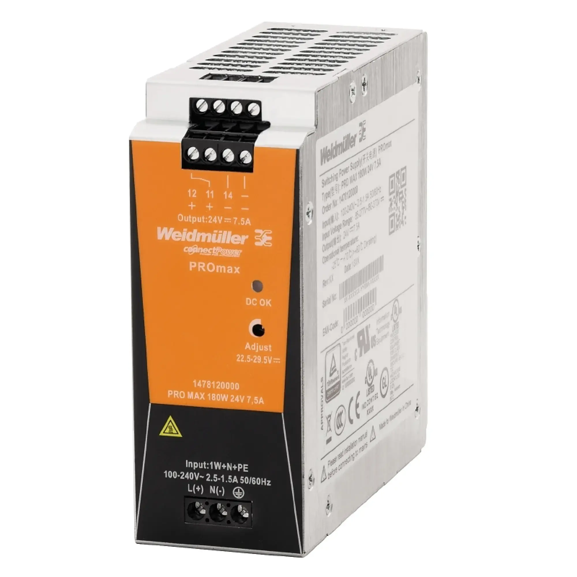 Weidmüller 1478120000 Power supply, 180 W, 7,5 A @ 60 °C (img_001)