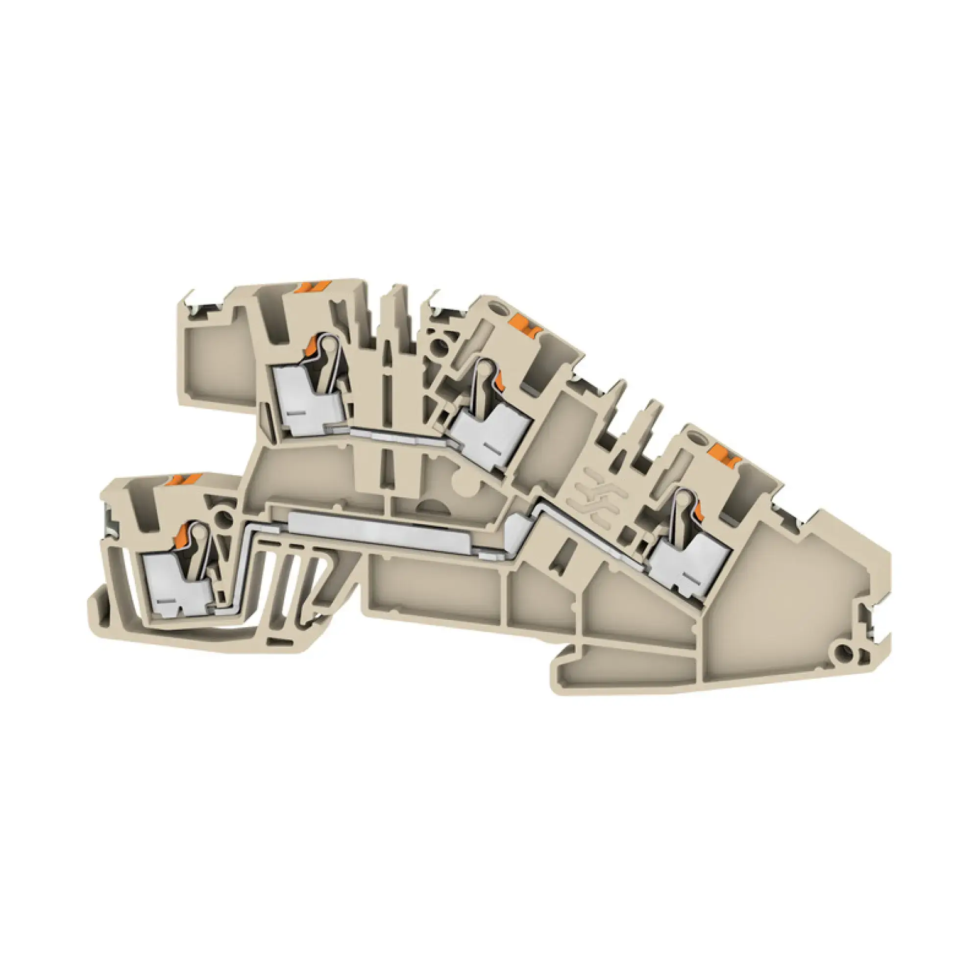 Weidmüller 2782570000 Multi level installation terminal block, PUSH IN, dark beige, 2.5 mm², 24 A, 400 V, Number of connections: 4, Number of levels: 2, TS 35, V-0, Wemid (img_001)