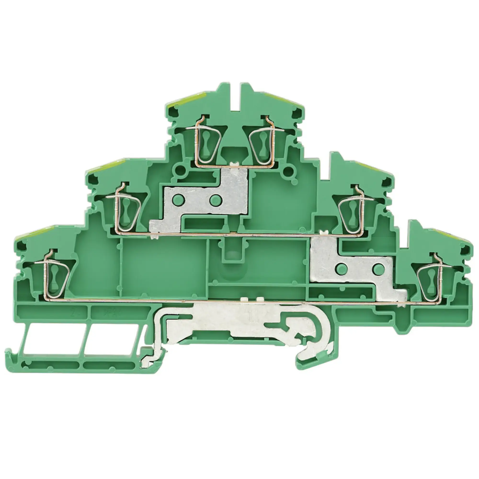 Weidmüller 1131740000 Multi-tier PE terminal, Tension-clamp connection, Green/yellow, 2.5 mm², 500 V, Number of connections: 6, Number of levels: 3, TS 35, V-0, Wemid (img_001)