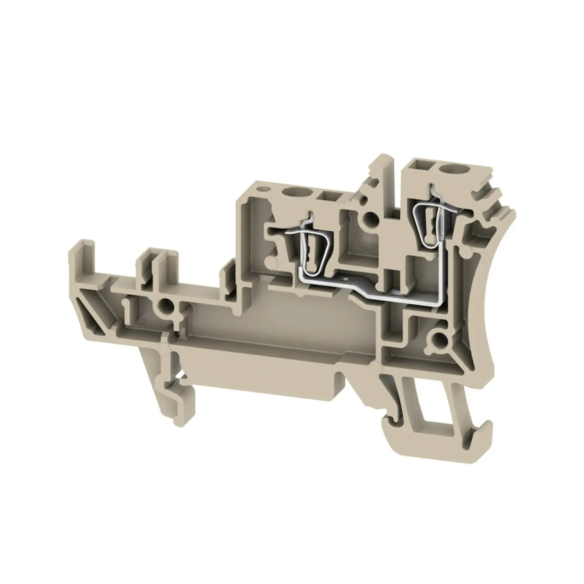 Weidmüller 1651980000 Initiator/actuator terminal, Tension-clamp connection, dark beige, 1.5 mm², 17.5 A, 250 V, Number of connections: 2, Number of levels: 1, TS 35, V-0, (img_001)