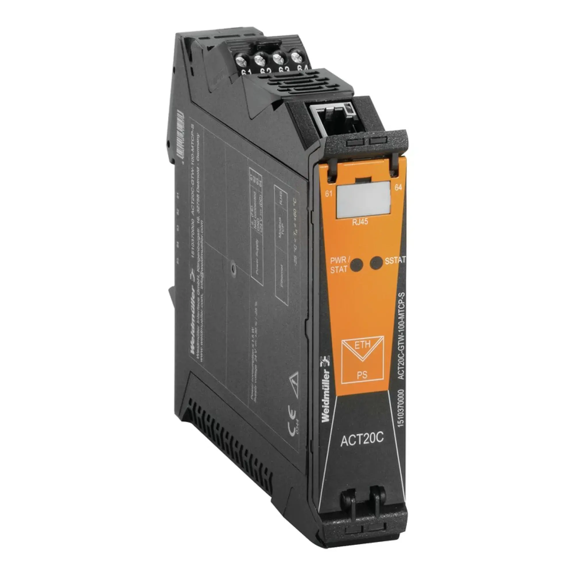 Weidmüller 1510370000 Current-measuring transducer, Configurable, Modbus TCP/IP, Distributes supply voltage to rail bus, Input : 0…40/50/60 A, Output : Pulse (img_001)