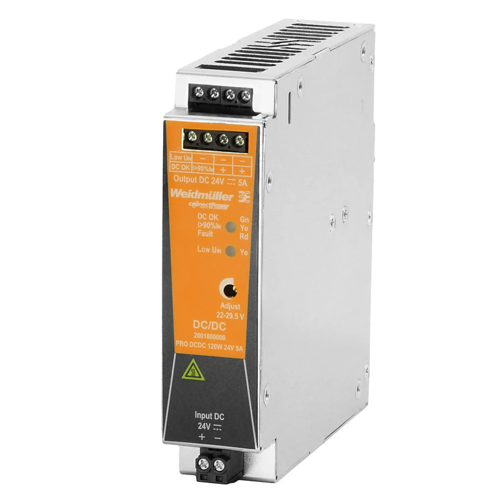 Weidmüller 2001800000 DC/DC converter, DC/DC converter, 24 V DC, 24 V DC ± 1 %, 120 W, Typ.: 92 % (img_001)