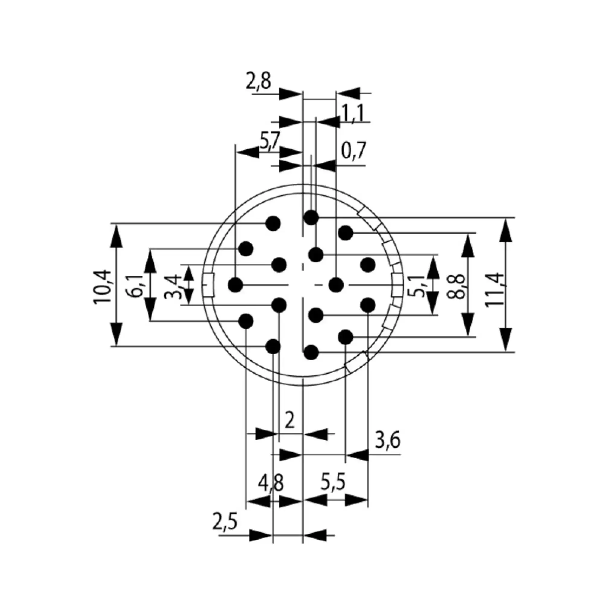 Weidmüller 1224240000 contact insert (circular connector), Solder pin, Solder cup, Solder cups, M23, Number of poles: 16, Coding: none (img_001)