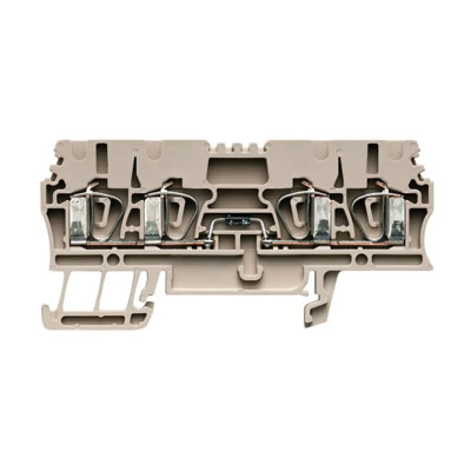 Weidmüller 1650350000 Component terminal block, Tension-clamp connection, dark beige, 2.5 mm², 400 V, 400 V, Number of connections: 4, Number of levels: 1, TS 35, V-0, Wemi (img_001)