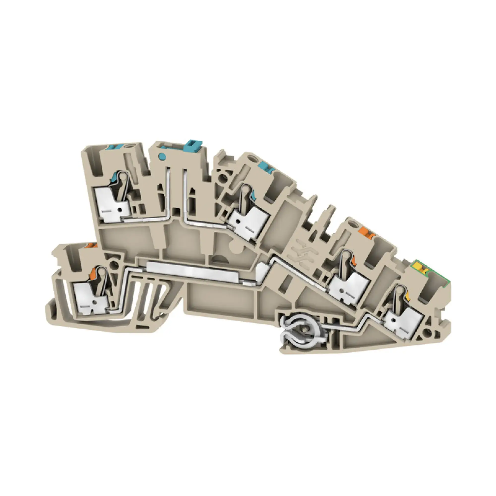 Weidmüller 2669030000 Multi level installation terminal block, PUSH IN, dark beige, 2.5 mm², 24 A, 250 V, Number of connections: 5, Number of levels: 3, TS 35, V-0, Wemid (img_001)