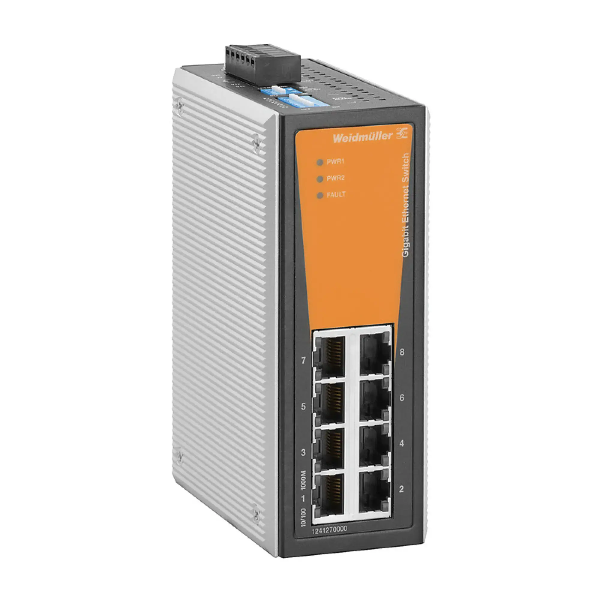 Weidmüller 1241270000 Network switch (unmanaged), unmanaged, Gigabit Ethernet, Number of ports: 8 * RJ45 10/100/1000BaseT(X), -10 °C...60 °C, IP30 (img_001)