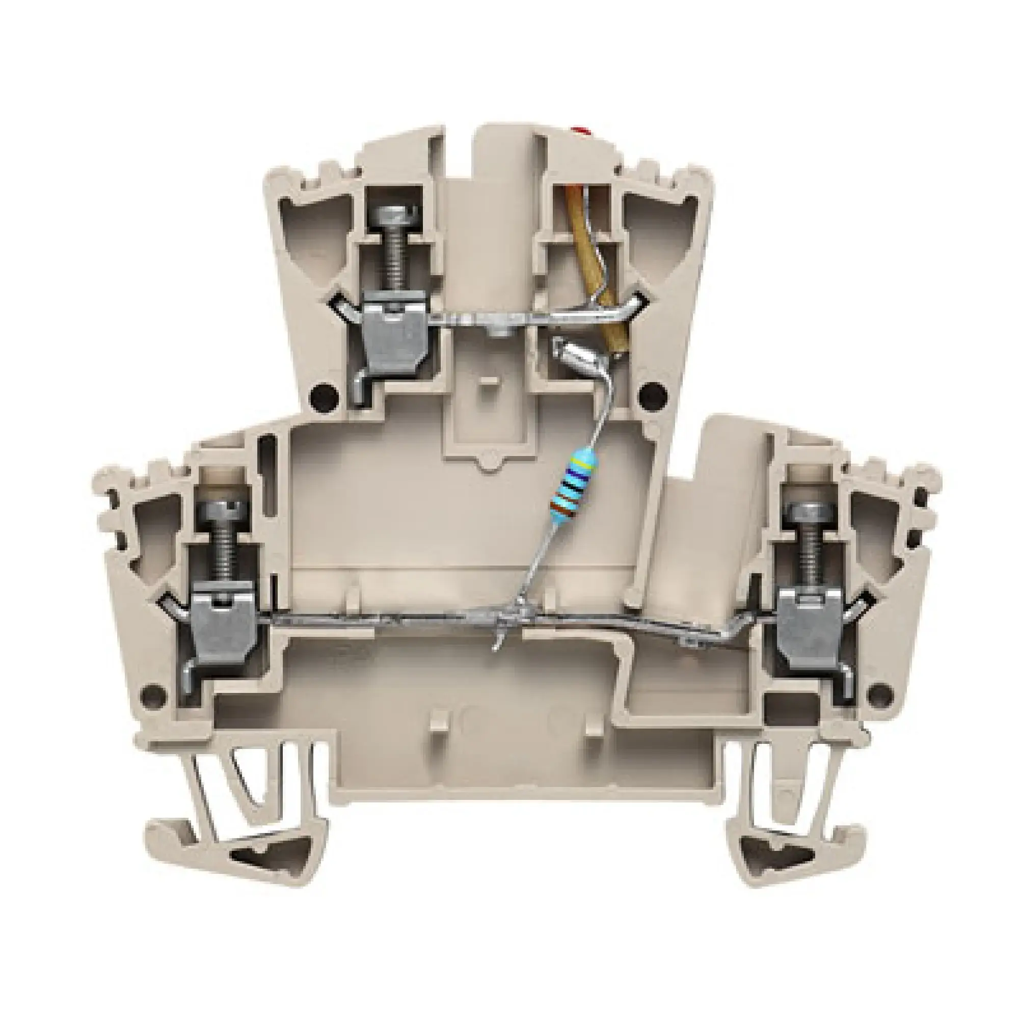 Weidmüller 1023600000 Component terminal block, Screw connection, dark beige, 2.5 mm², 24 V, 24 V, Number of connections: 3, Number of levels: 2, TS 35, V-0, Wemid (img_001)