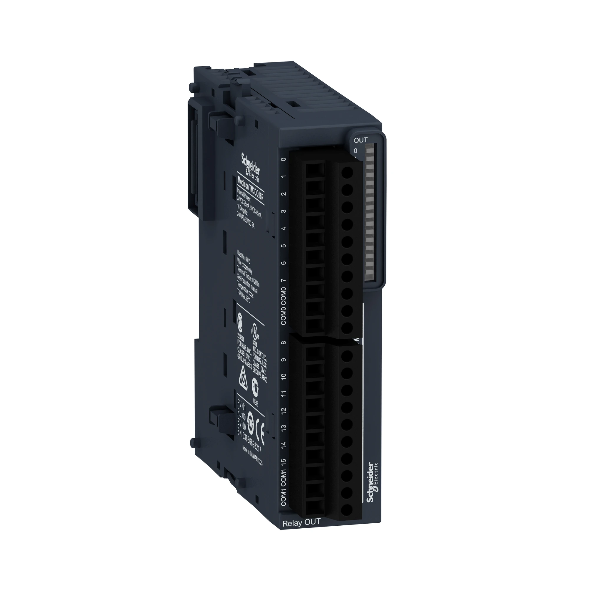 Schneider Electric TM3DQ16R Digital output module, Modicon TM3, 16 outputs, 24 VDC / 240 VAC, relay, screw terminals (img_001)