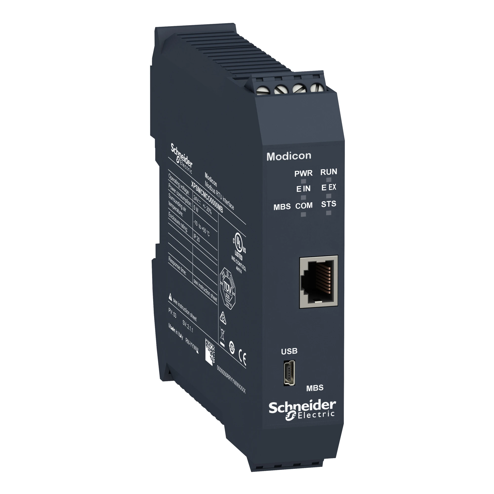 Schneider Electric XPSMCMCO0000MB Fieldbus module Modbus Serial RTU, 1x RJ45, Modicon Safety Controller XPSMCM, screw terminals (img_001)