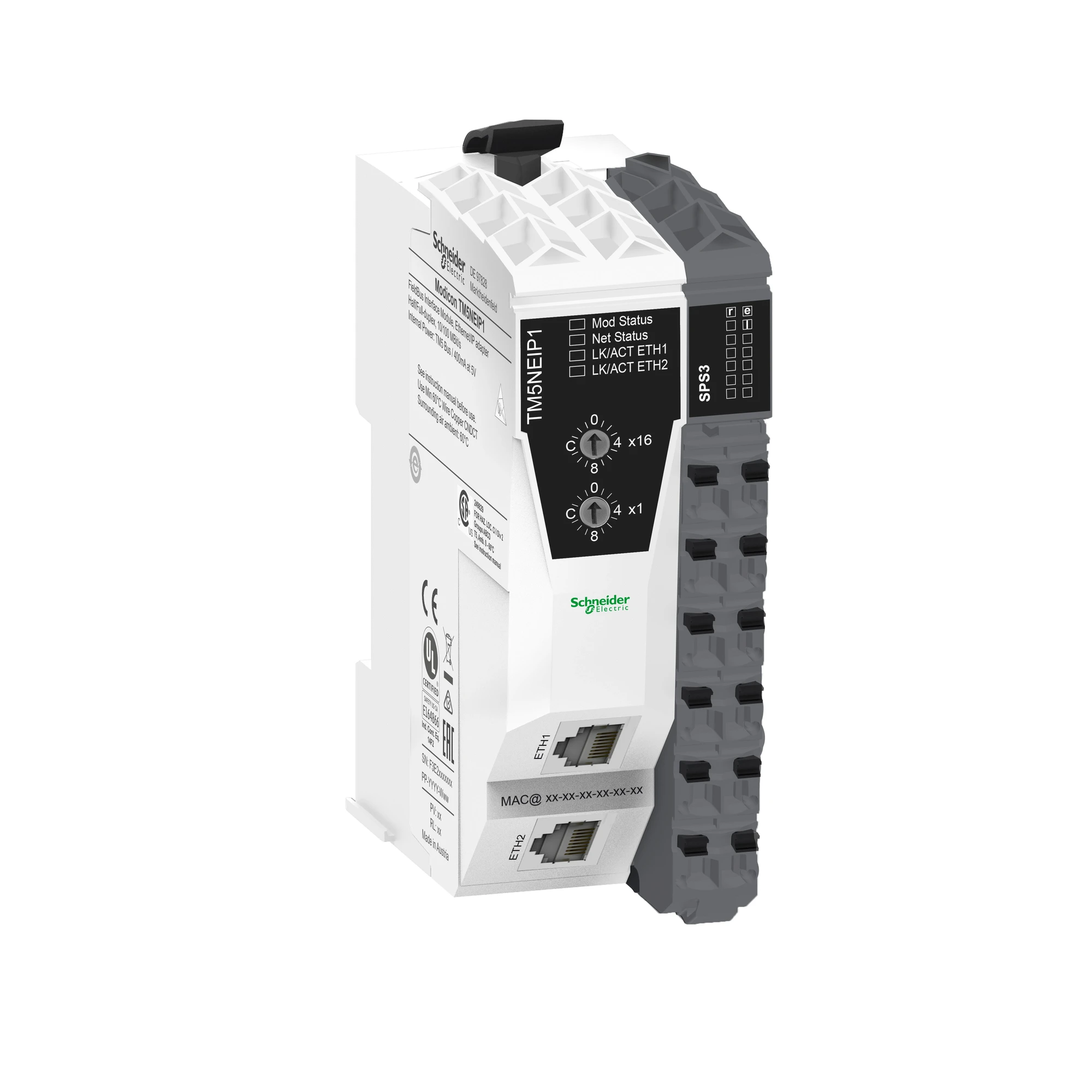 Schneider Electric TM5NEIP1K Bus Coupler (Mounting Kit), Modicon TM5, EtherNet/IP (img_001)