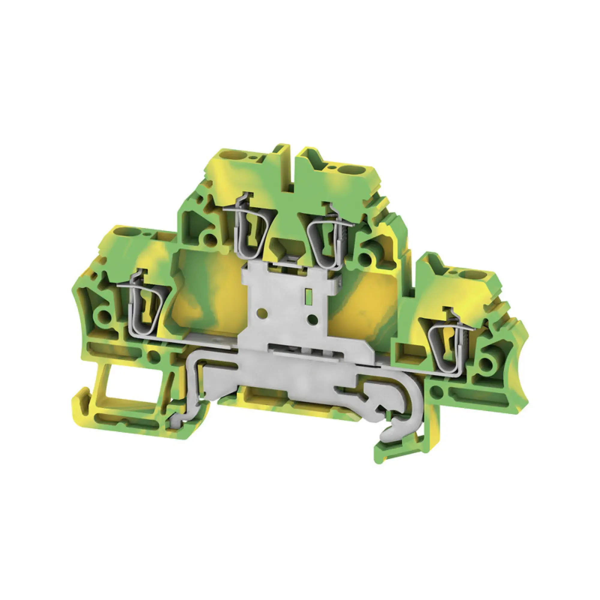Weidmüller 1690000000 Multi-tier PE terminal, Tension-clamp connection, Green/yellow, 2.5 mm², 500 V, Number of connections: 4, Number of levels: 2, TS 35, V-0, Wemid (img_001)