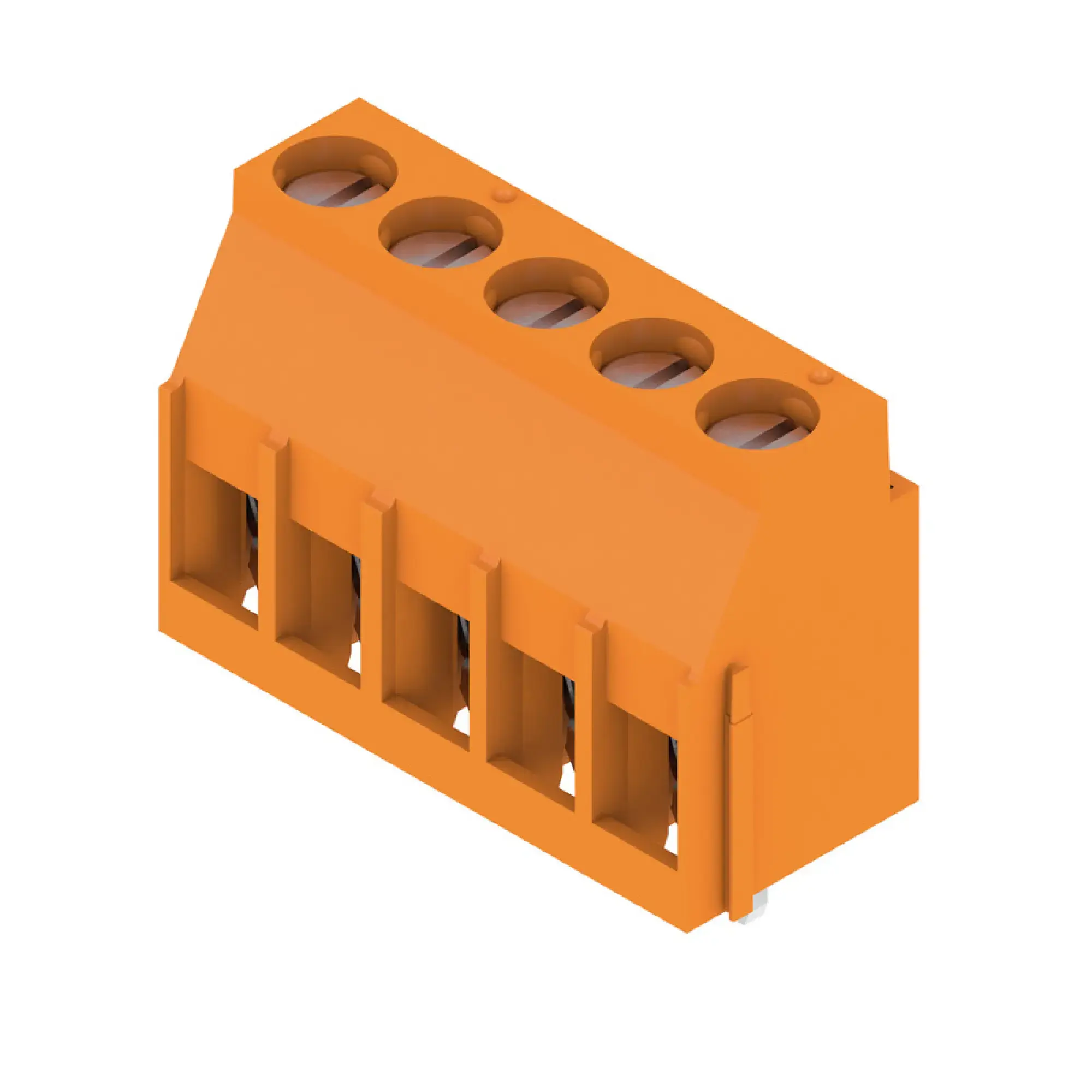 Weidmüller 1001730000 PCB terminal, 320 V, 32.5 A, Pitch in mm: 5.00, 6 mm², Number of poles: 5, Clamping yoke connection, THT solder connection, 90°, Box (img_001)